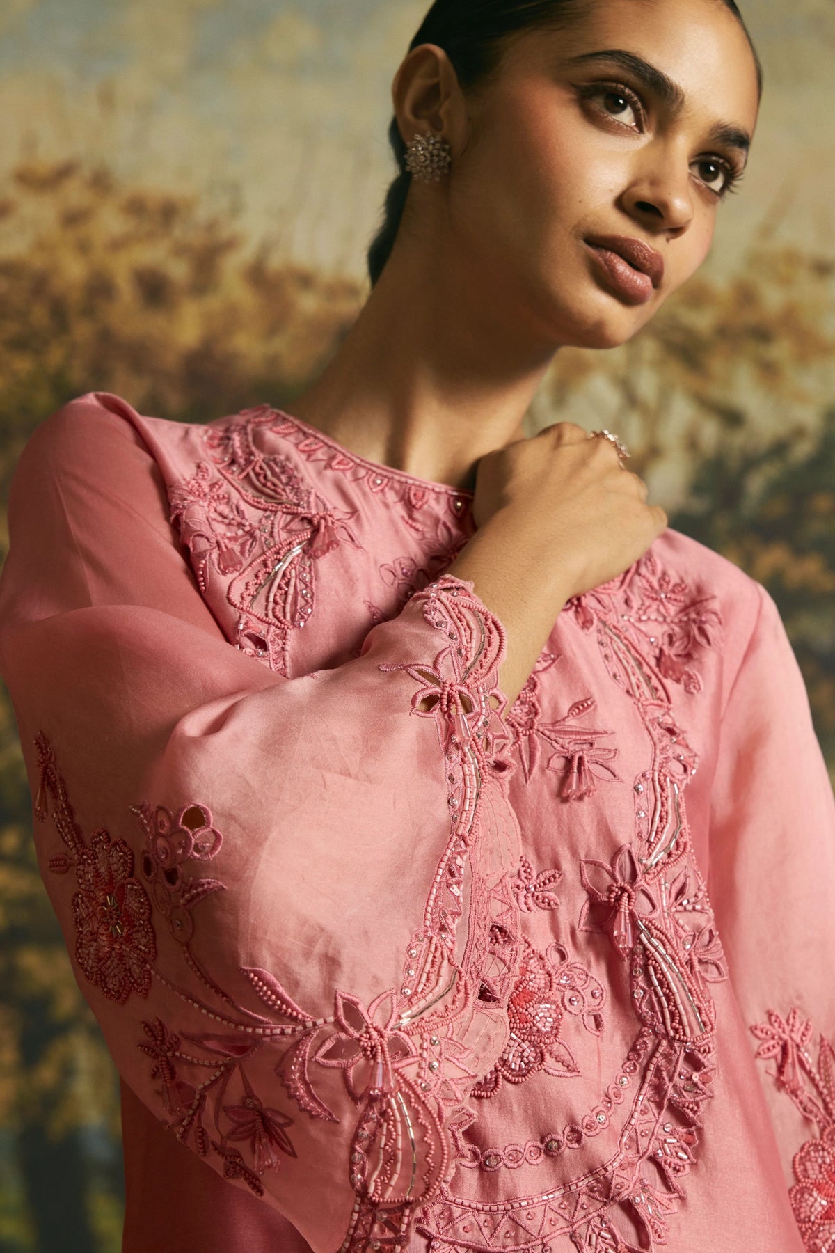 Pink Chanderi Kurta Set