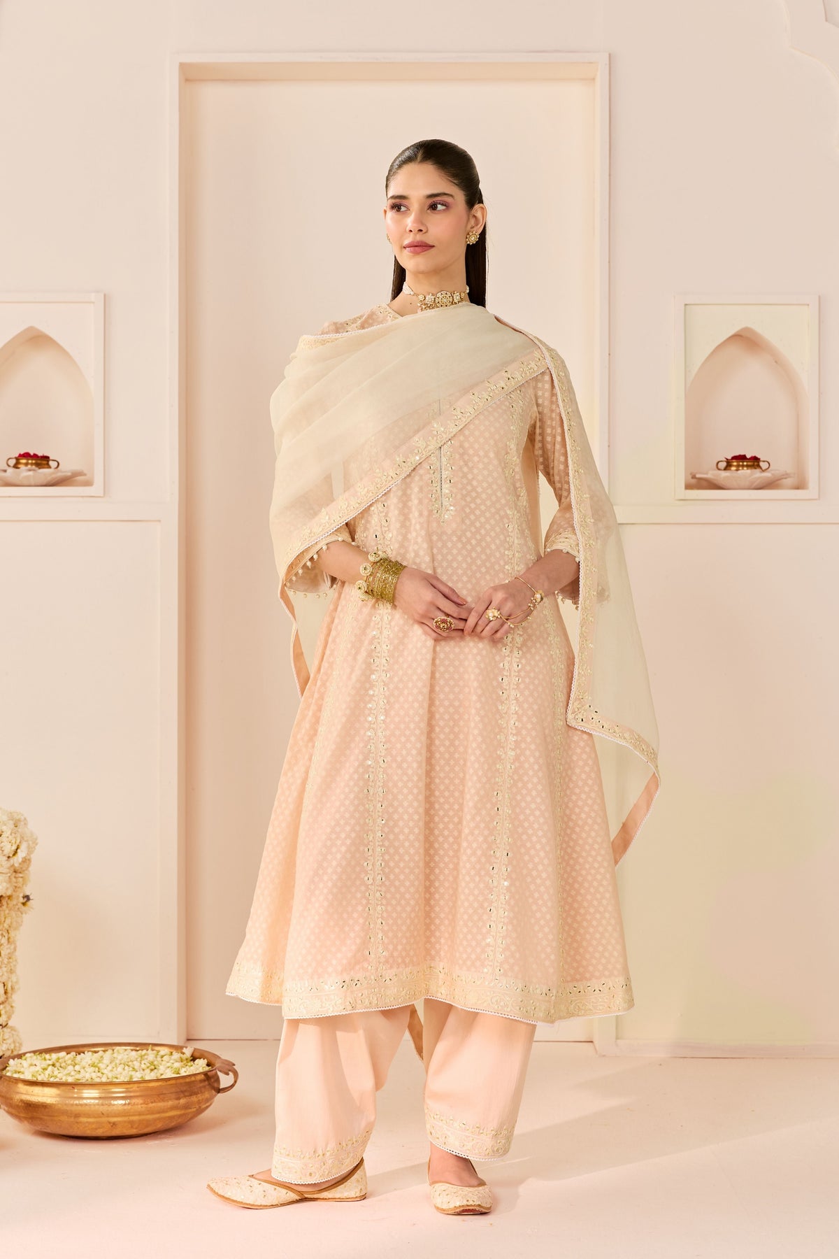 Firdaus Carnation Pink Long Kalidaar Chauga Set