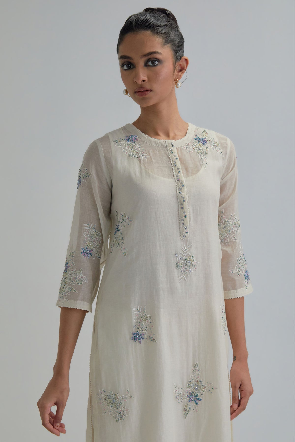 Blue Beaded Kurta Set