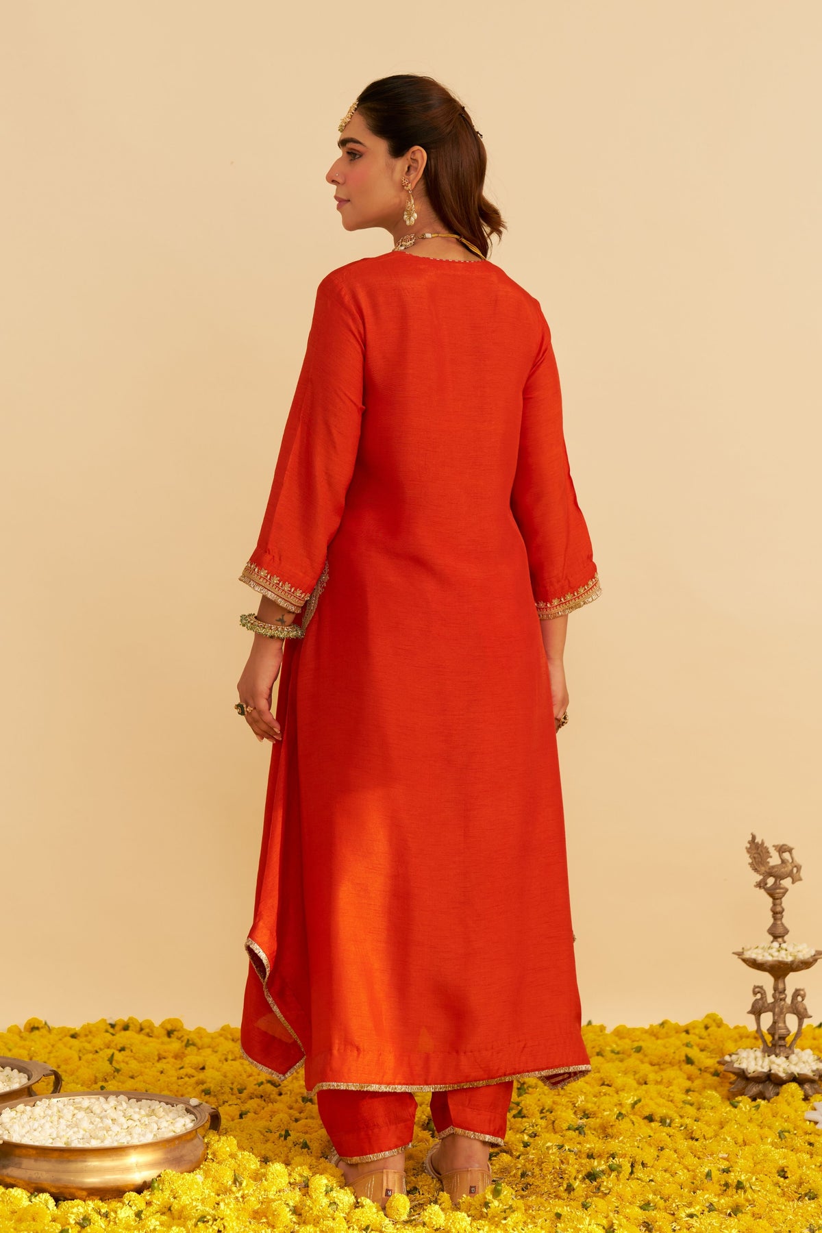 Burnt Orange Kaftan With Salwar