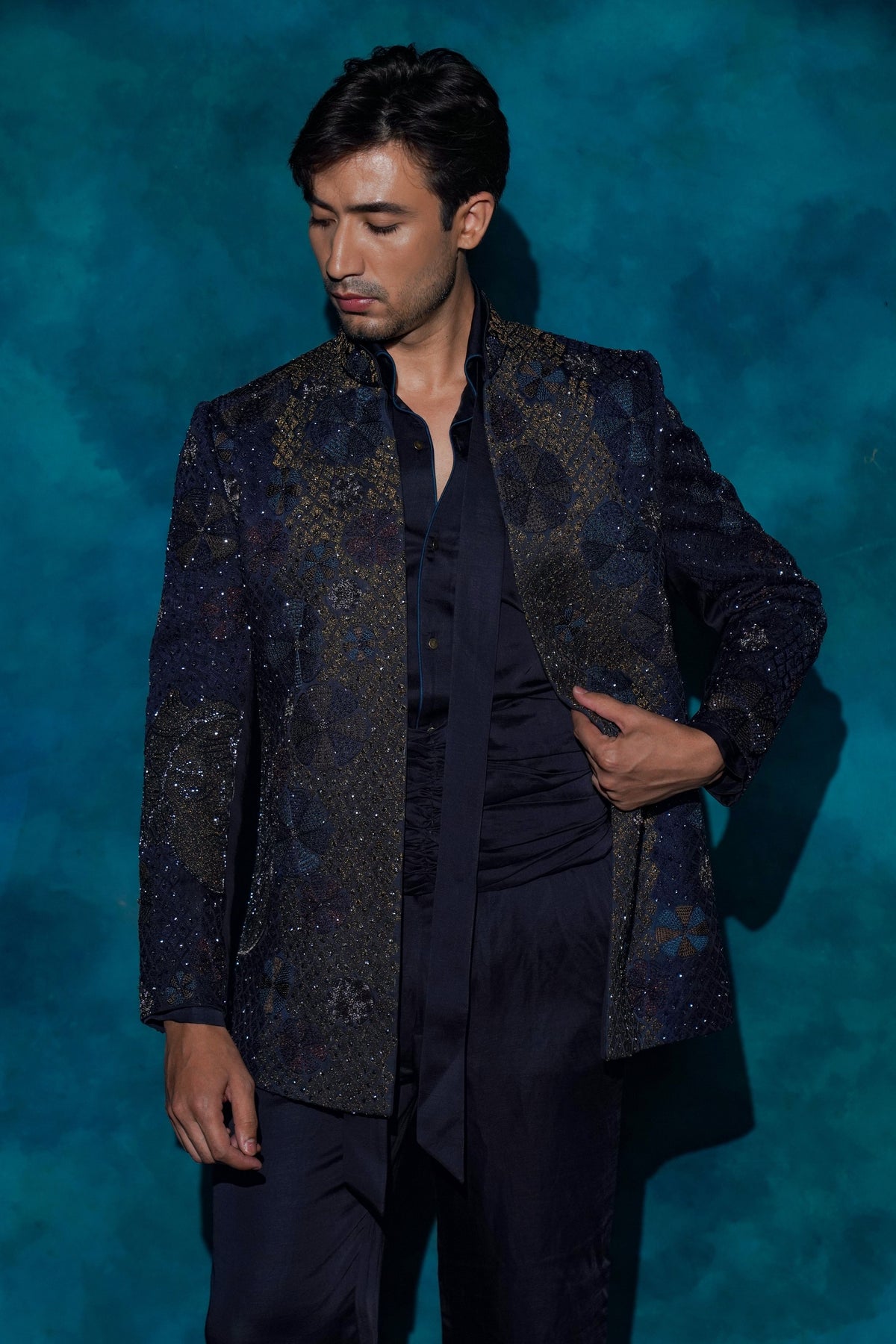 Midnight Blue Short Jacket Set
