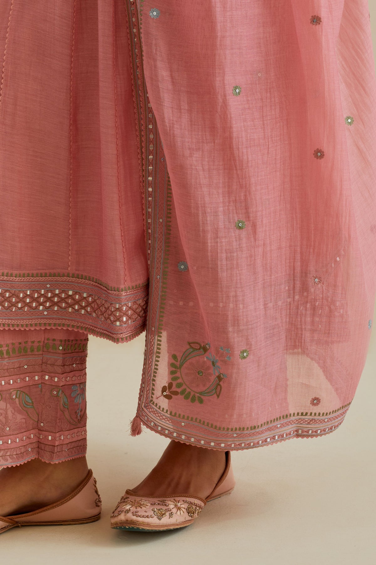 Pink Embroidered Straight Kurta Set