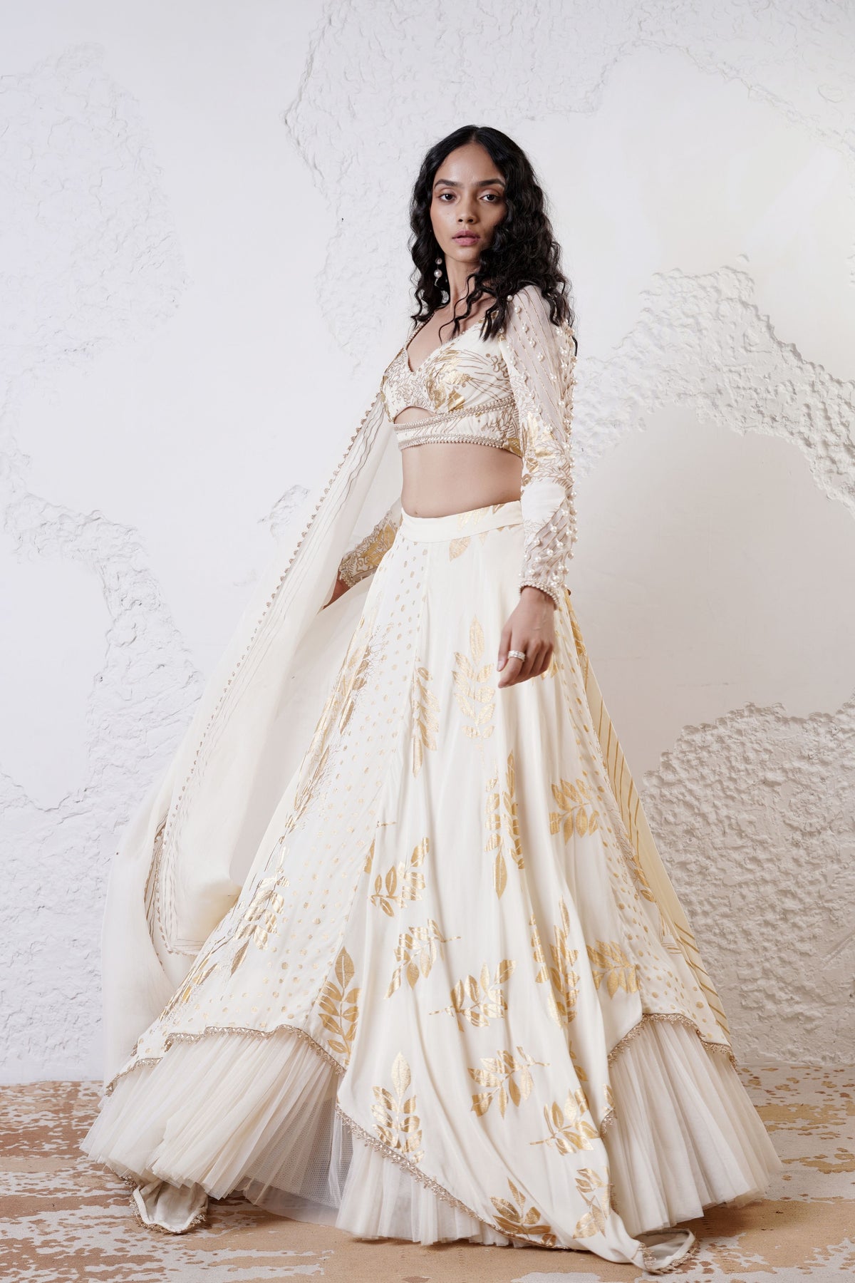 Ivory Foil Lehenga Set