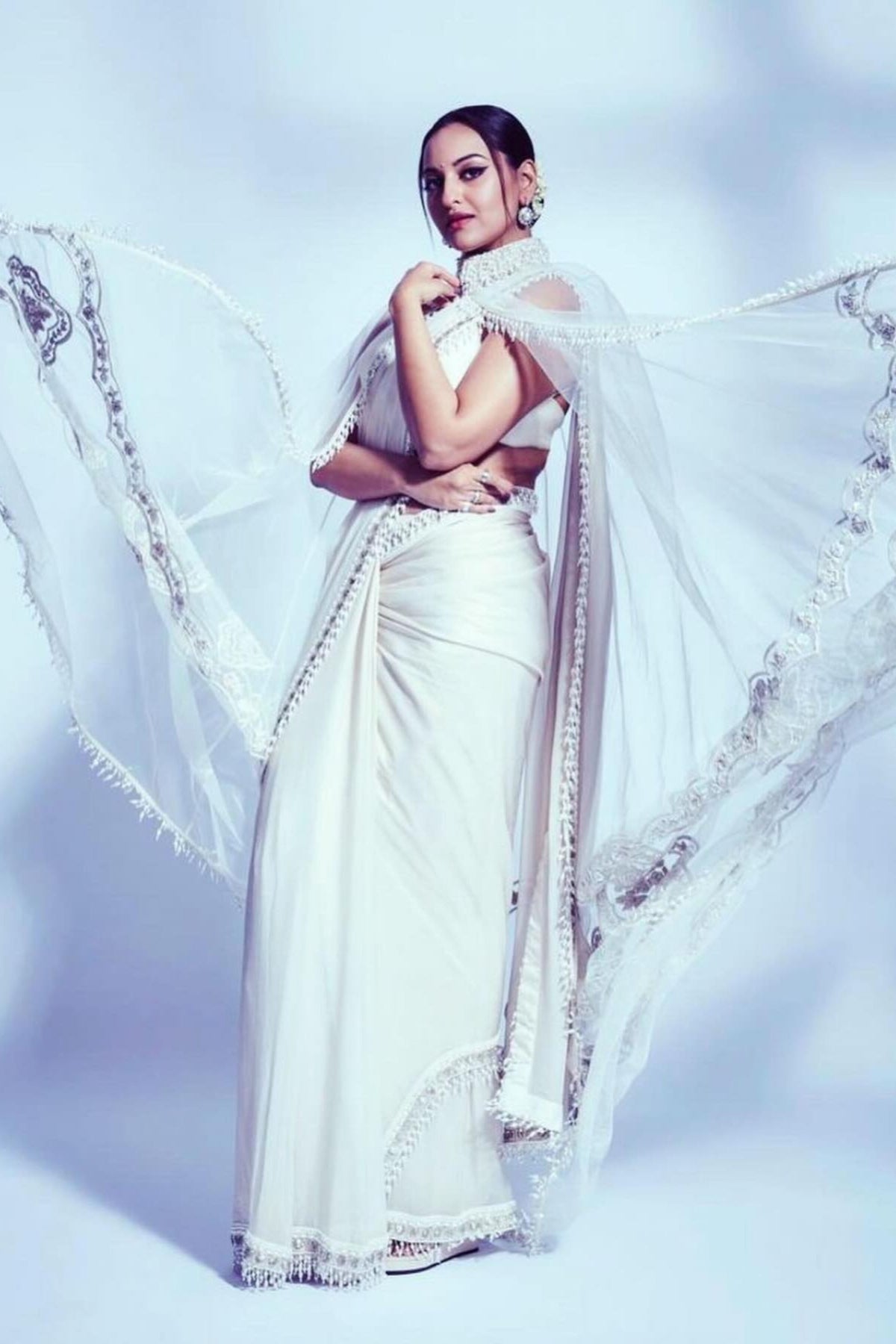 White Saree Set
