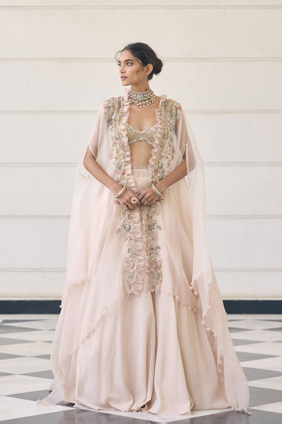 Snowdrop Cape Lehenga Set