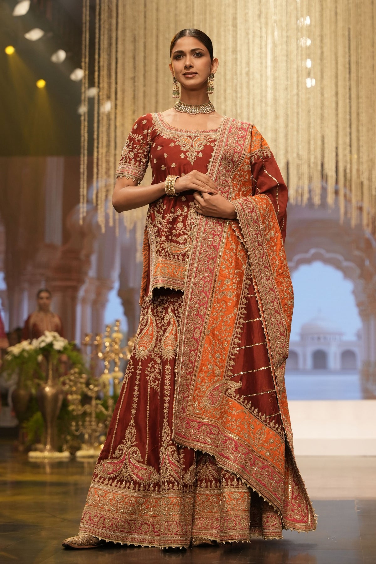 Deep Red Sharara Set