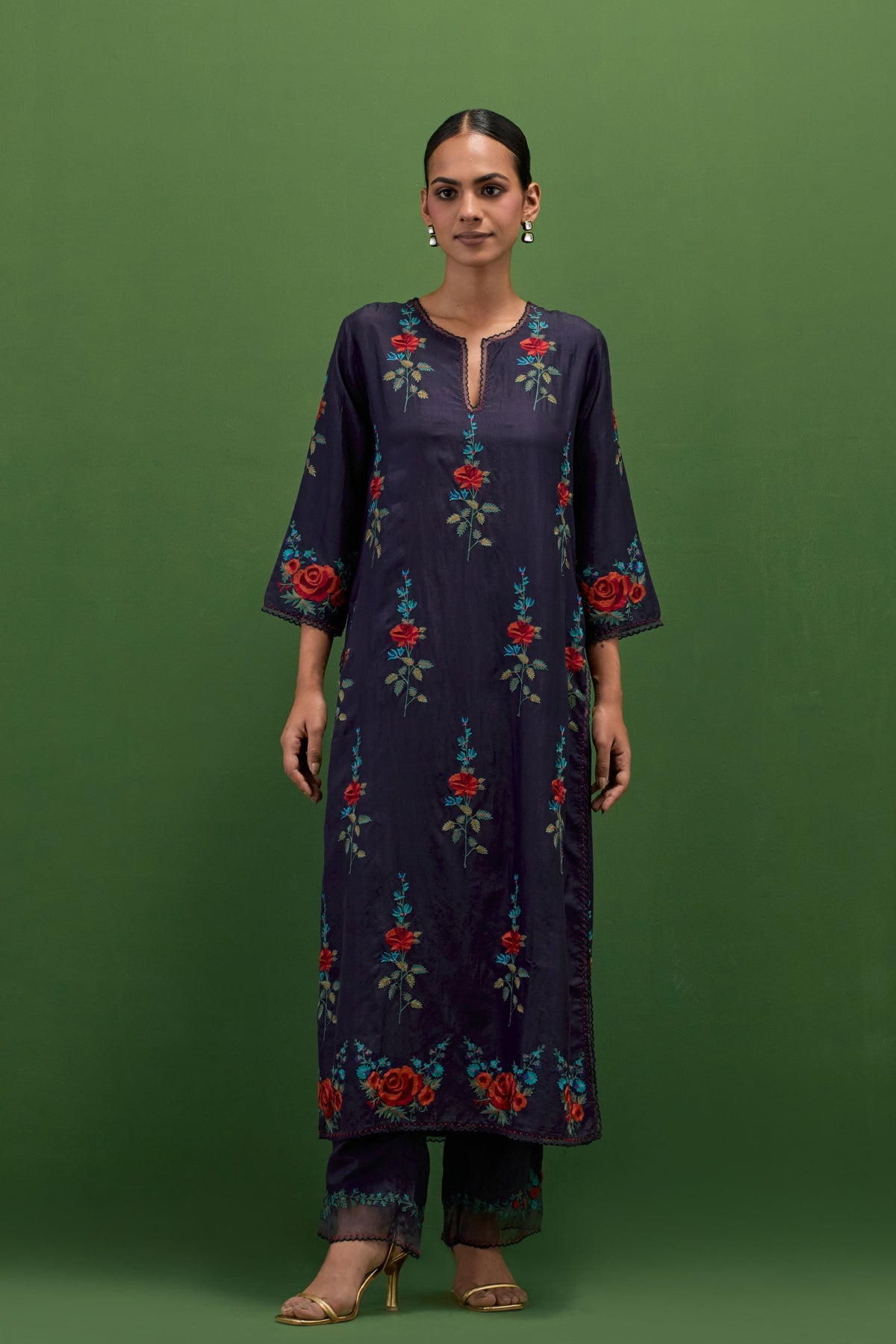 Midnight Embroidery Straight Kurta Set