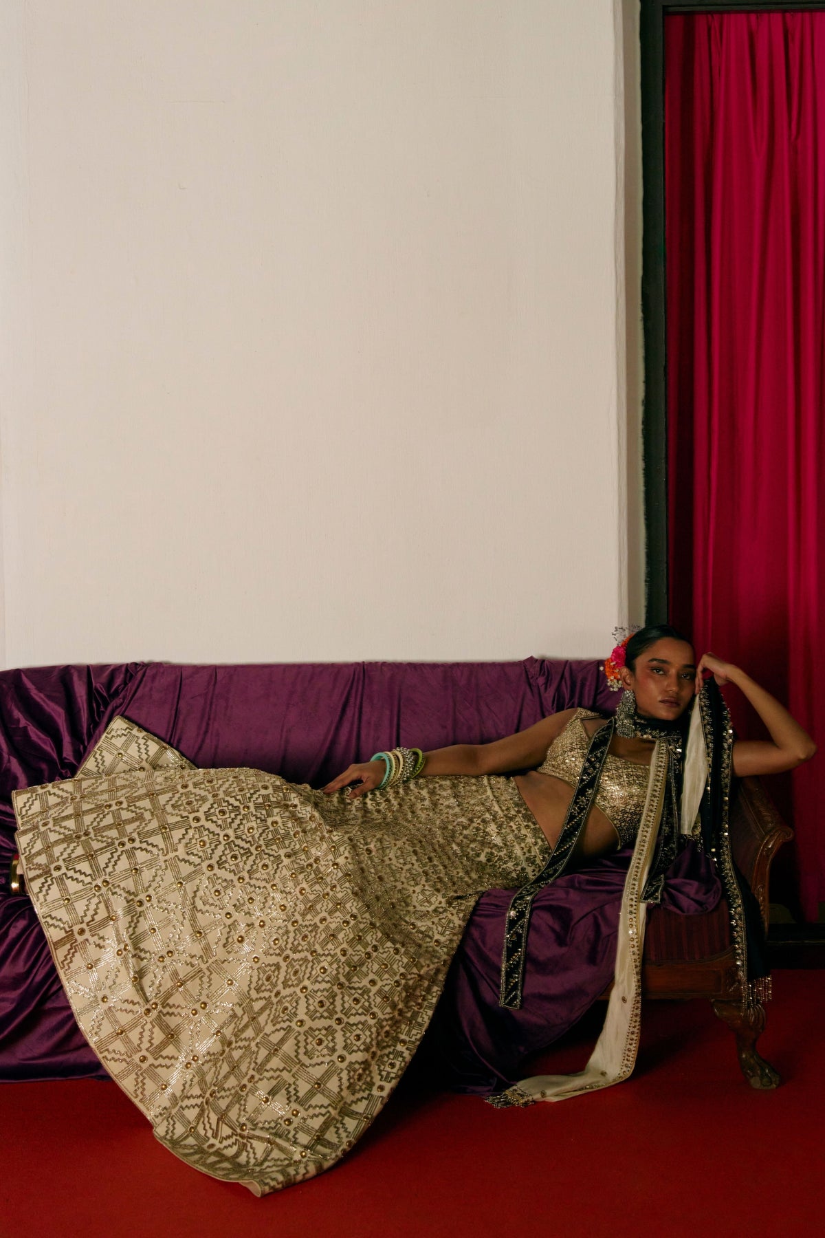 Ivory Mukaish Lehenga Set