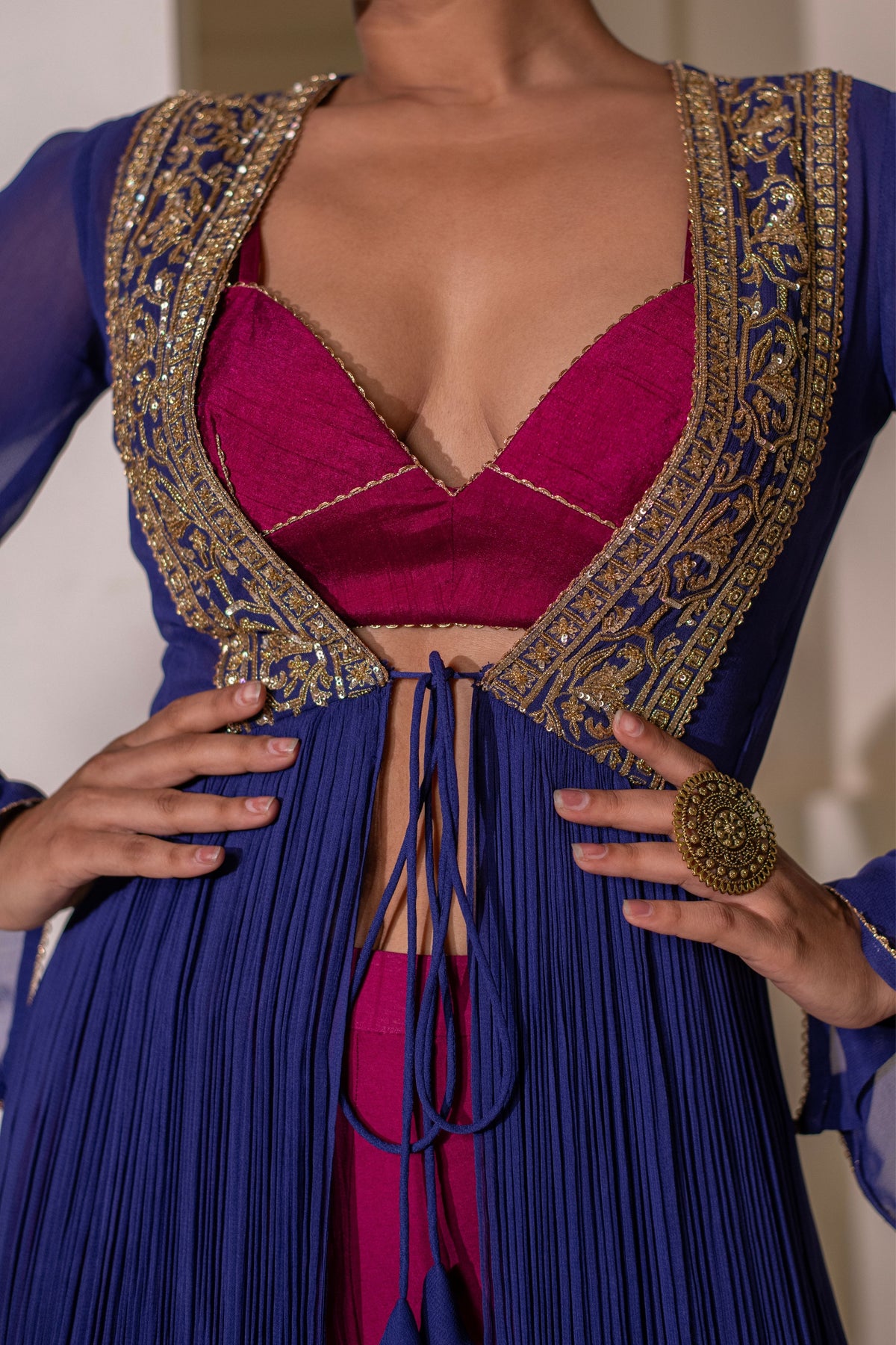 Magenta Blue Jacket Set