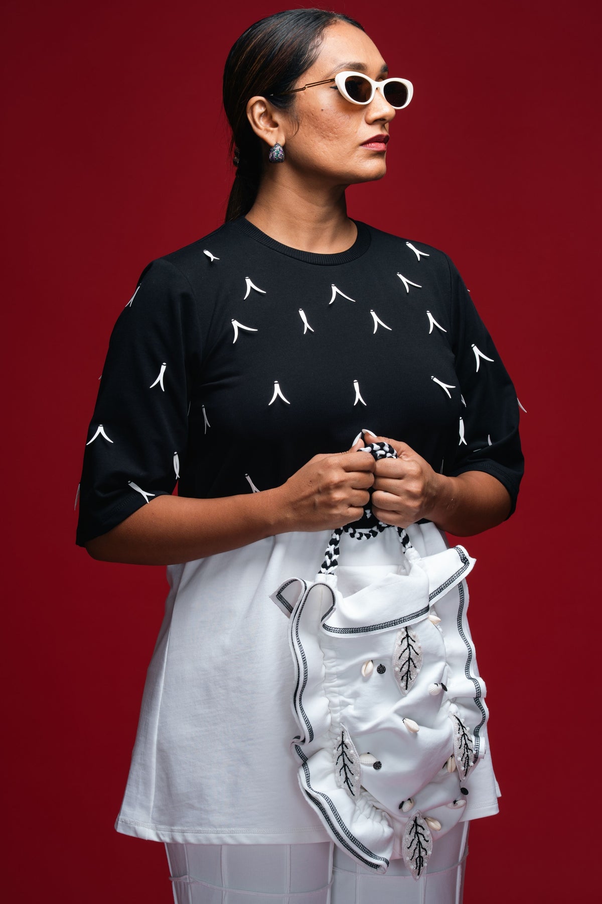 Forked Gleam Peplum Top