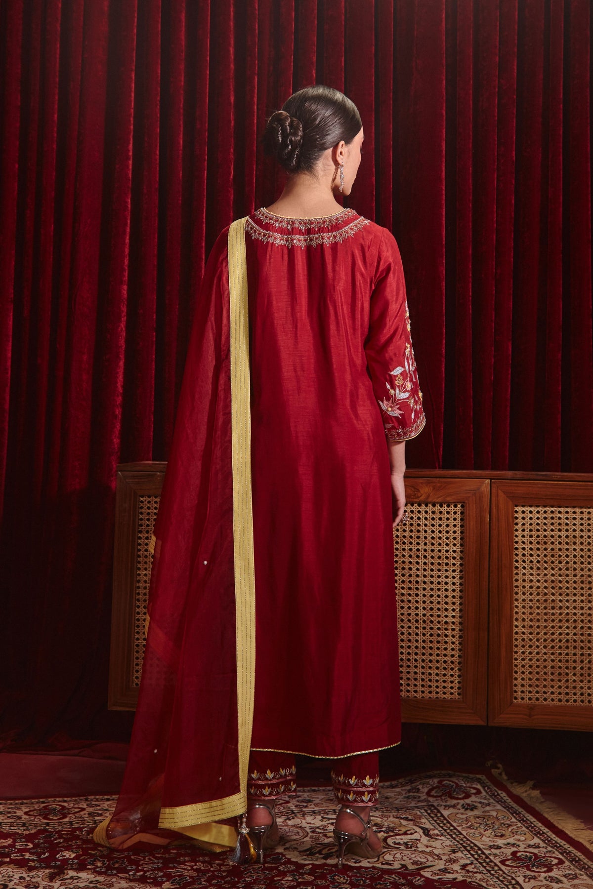 Wine Preeti Kurta Set