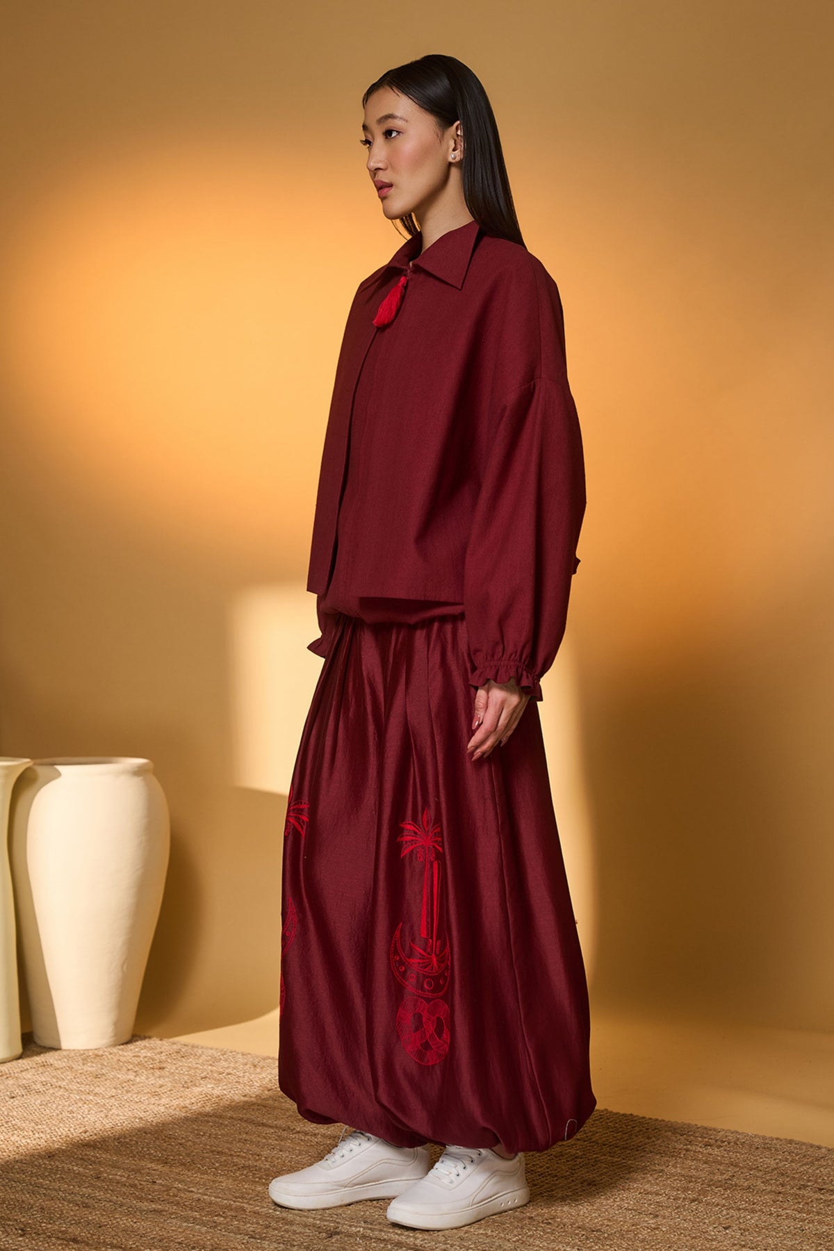 Maroon Pine-code Co-ord Set