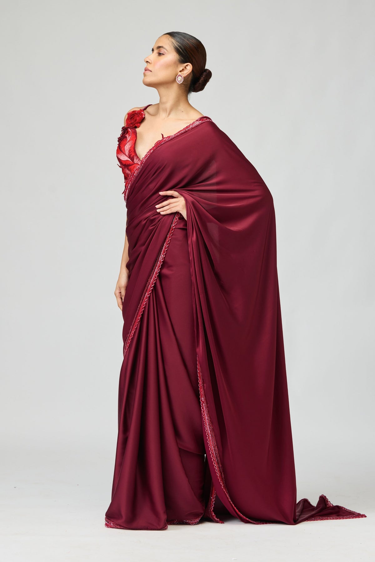 Glossy Organza Saree Set