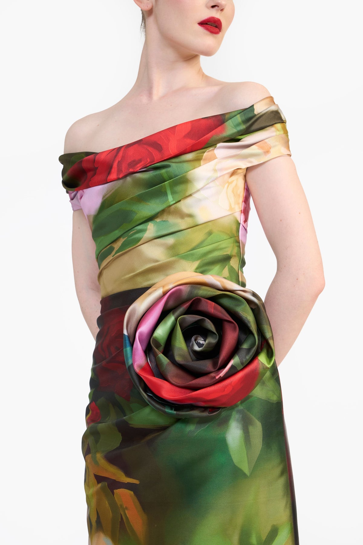 Off Shoulder Draped Midi
