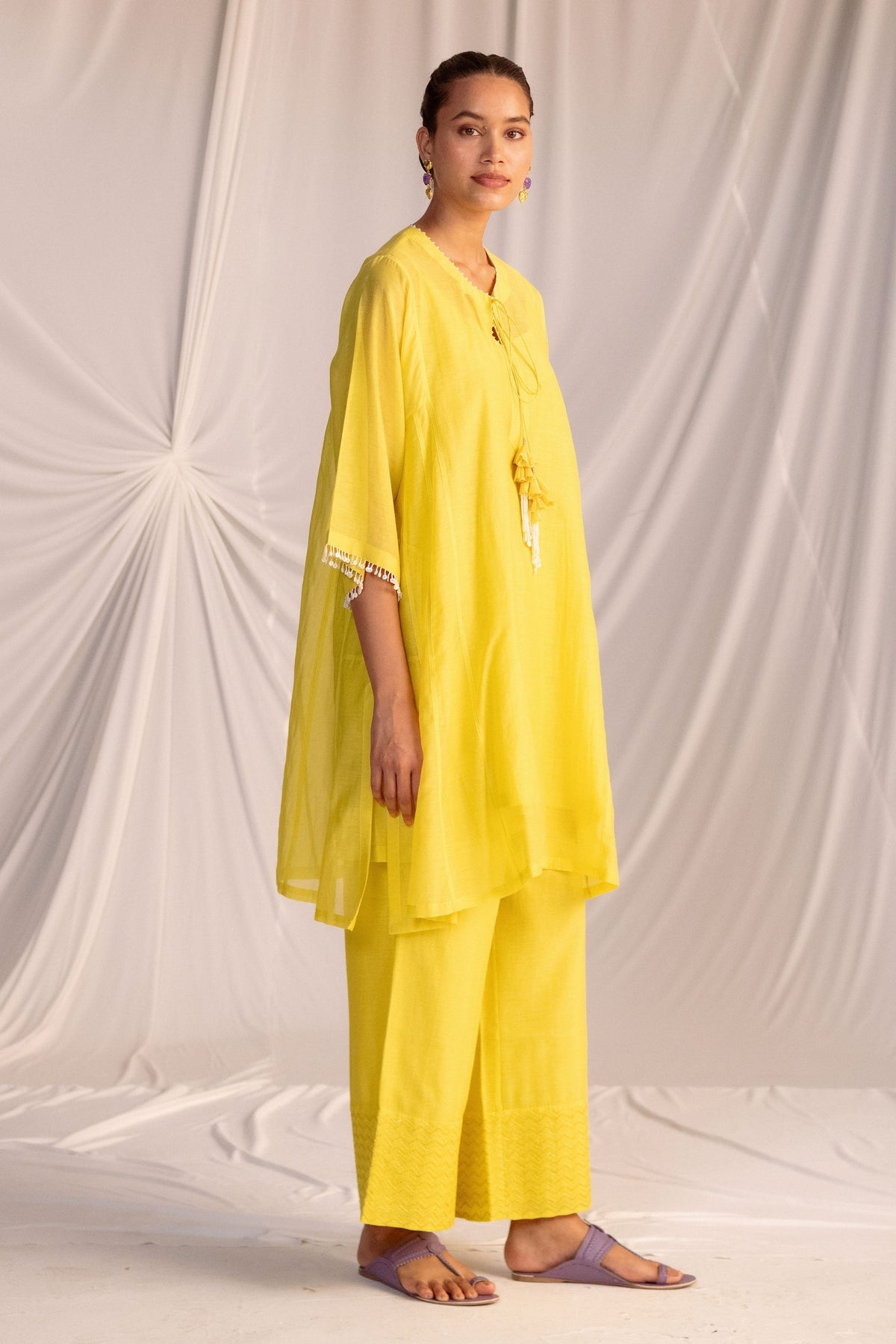 Lime Green Embroidered Tunic Set