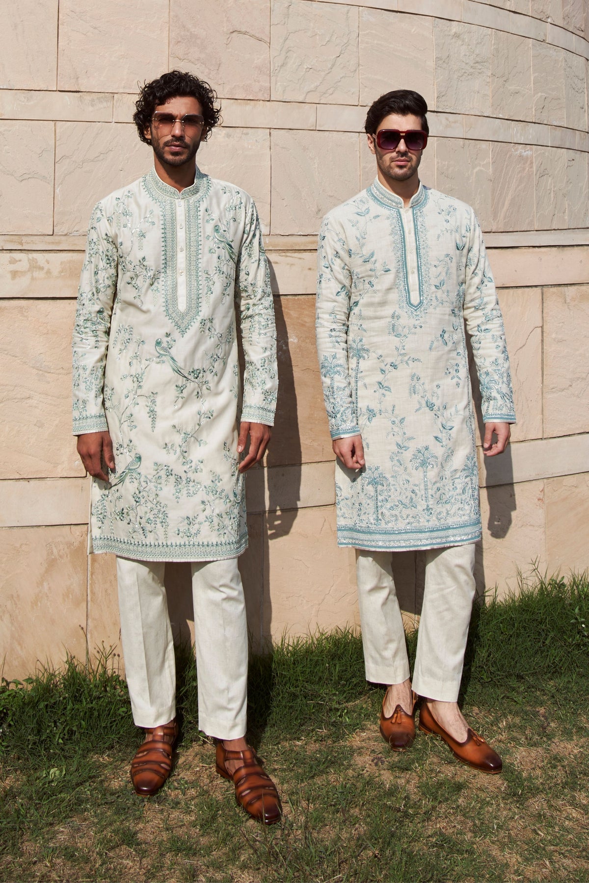 Ivory Long Palm Tree Kurta Set