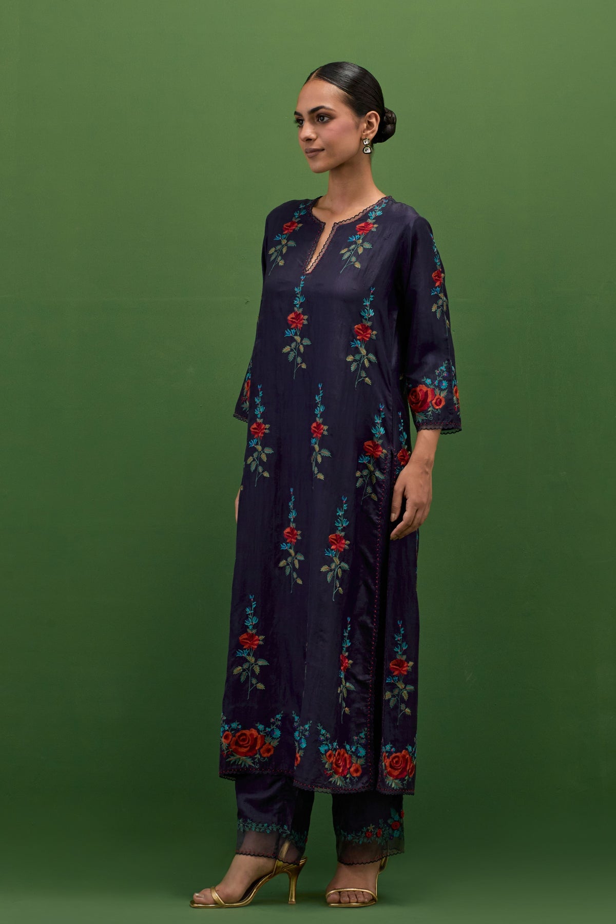 Midnight Embroidery Straight Kurta Set
