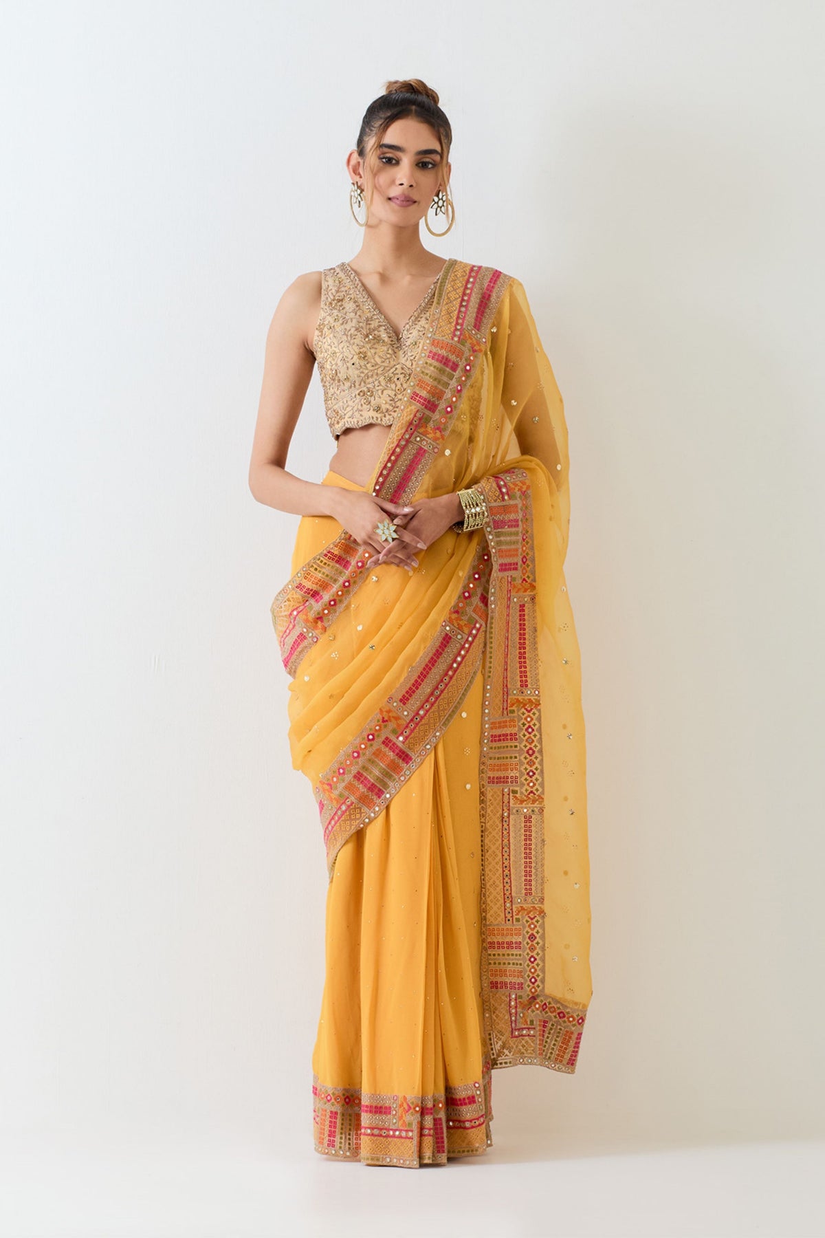 Yellow Tissue Saree Set
