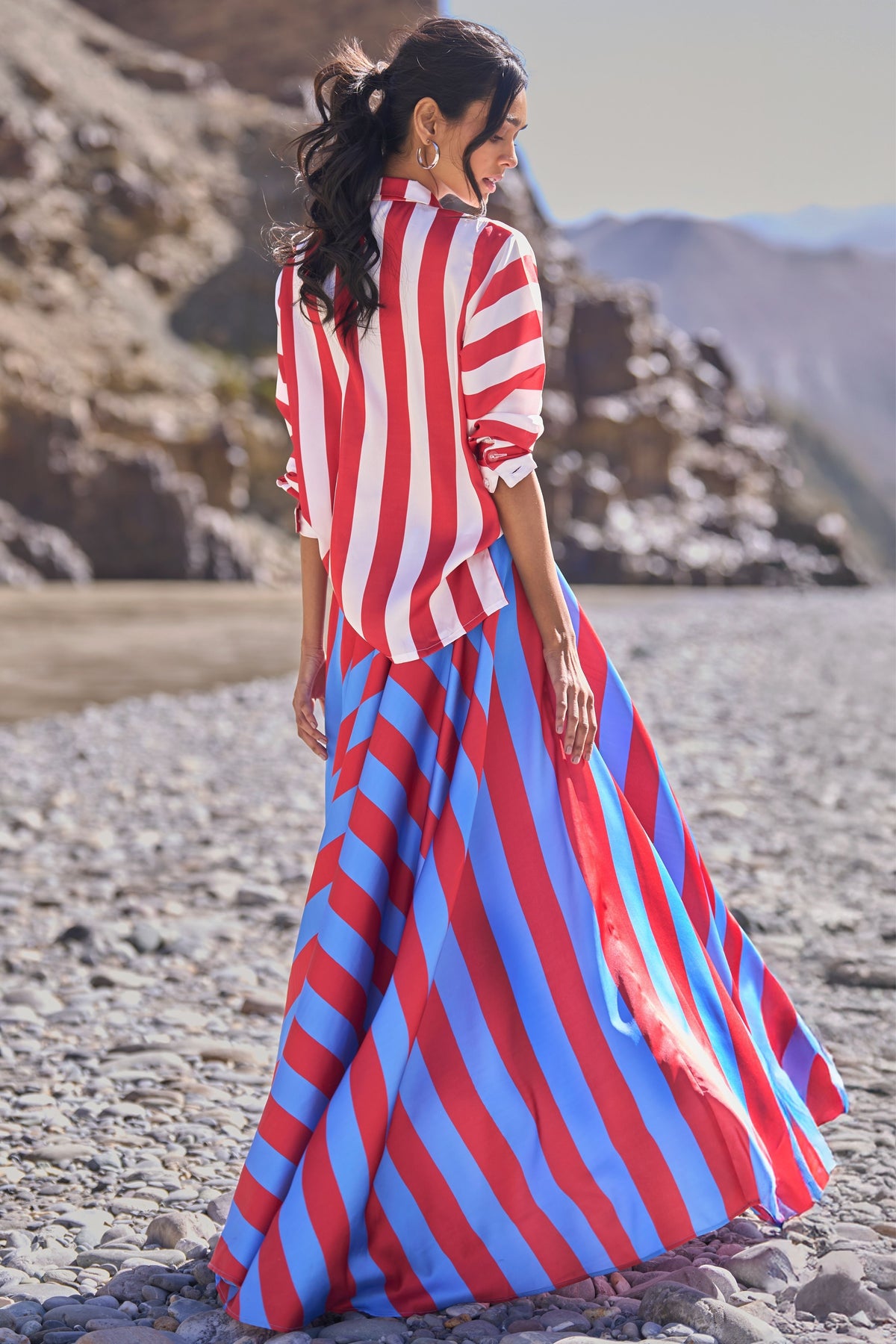 Striped Maxi Skirt Set