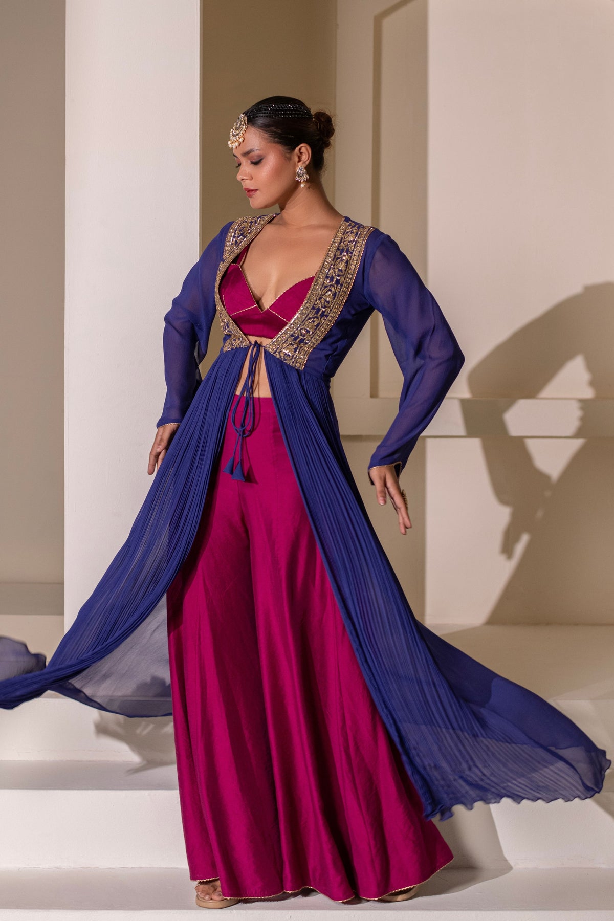 Magenta Blue Jacket Set