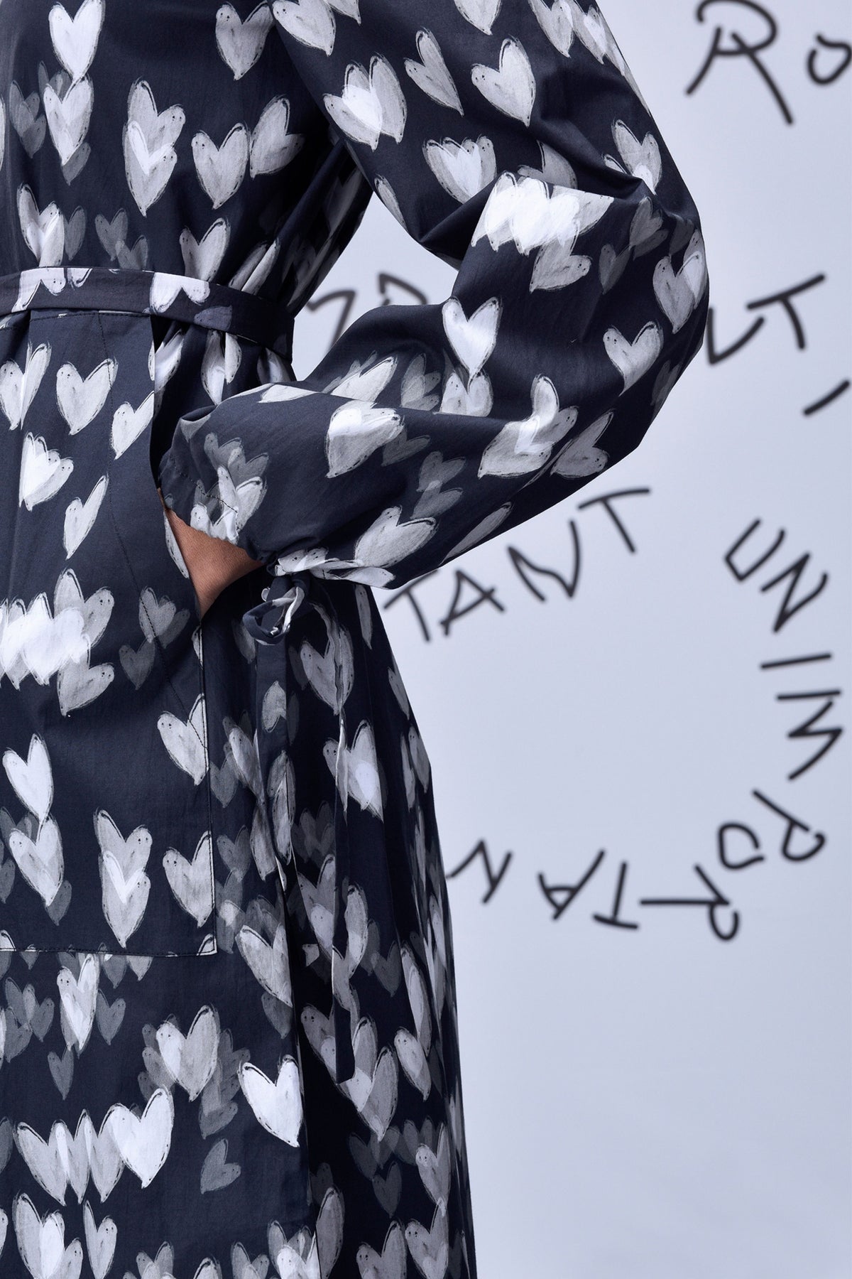 Heart Print Dress Black