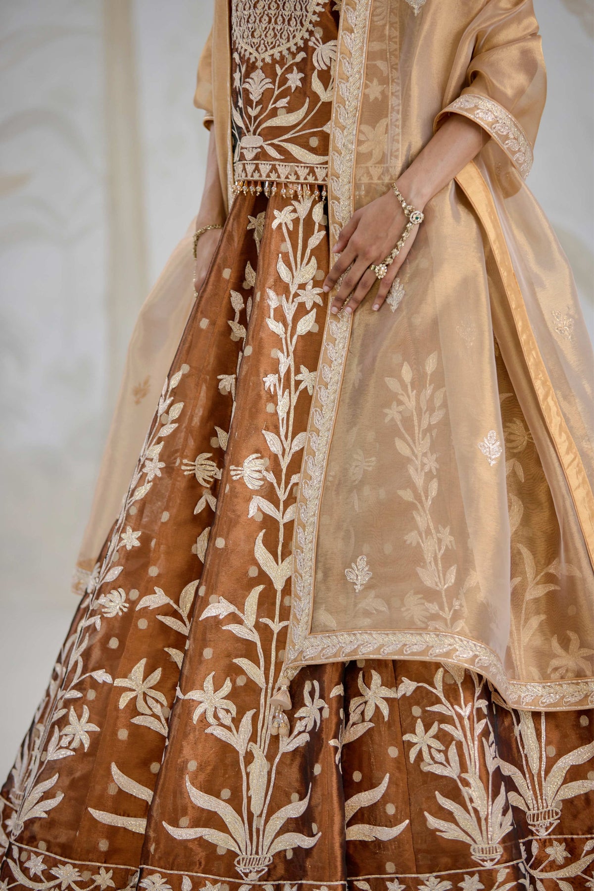 Brown Kurta-lehenga Set