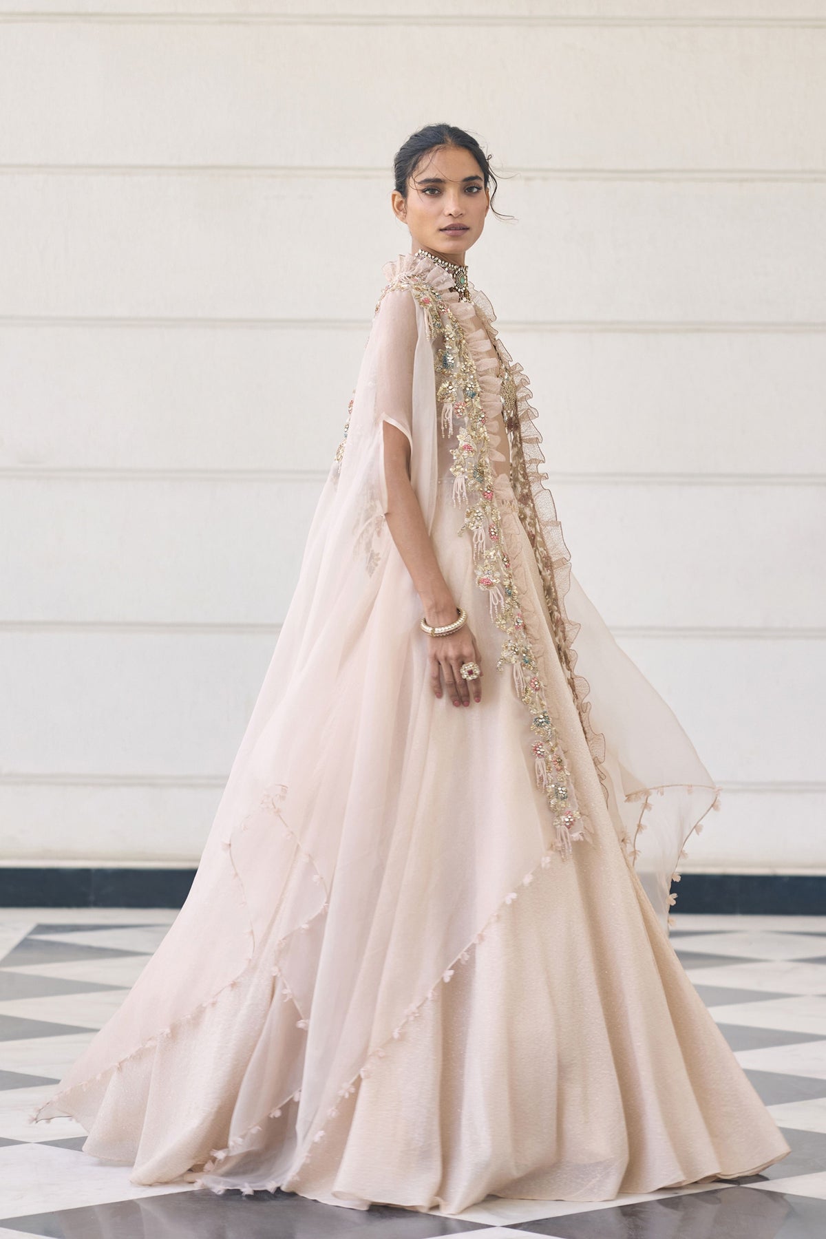 Snowdrop Cape Lehenga Set