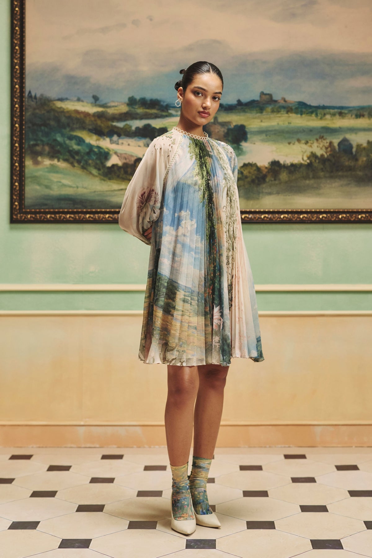 Vienna Aquarelle Pleated Dress