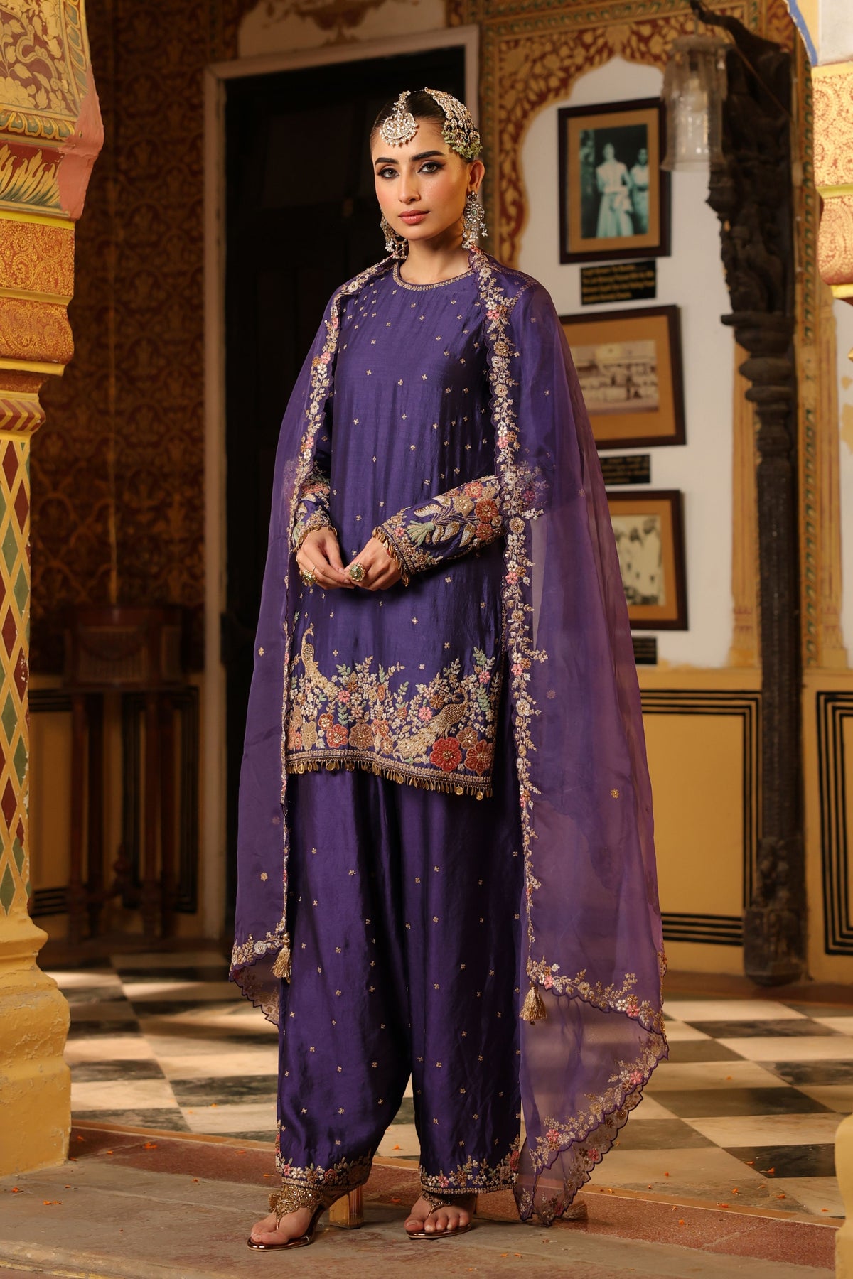Purple  Ahista Short Kurta Set