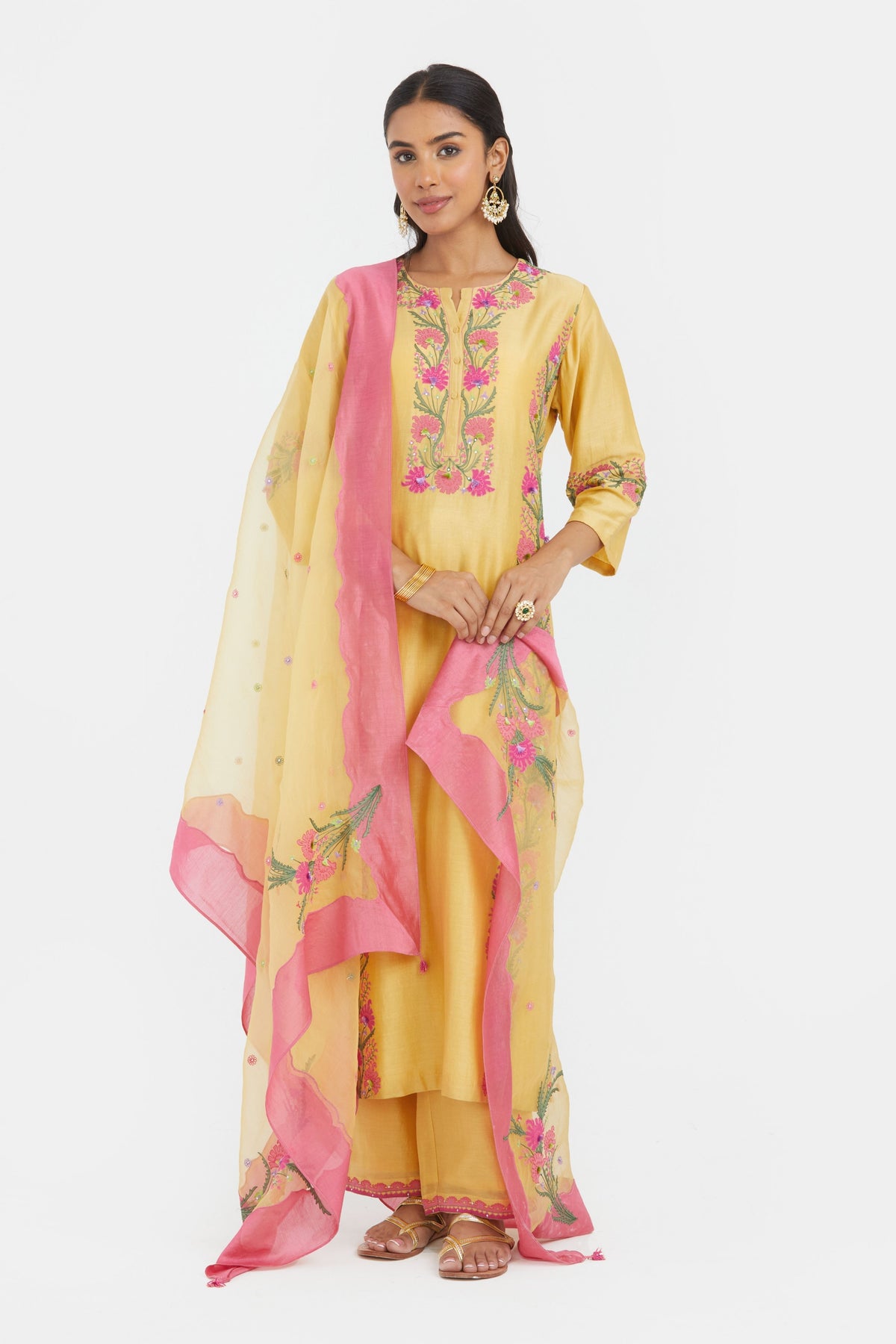 Yellow  Appliqué Kurta Set