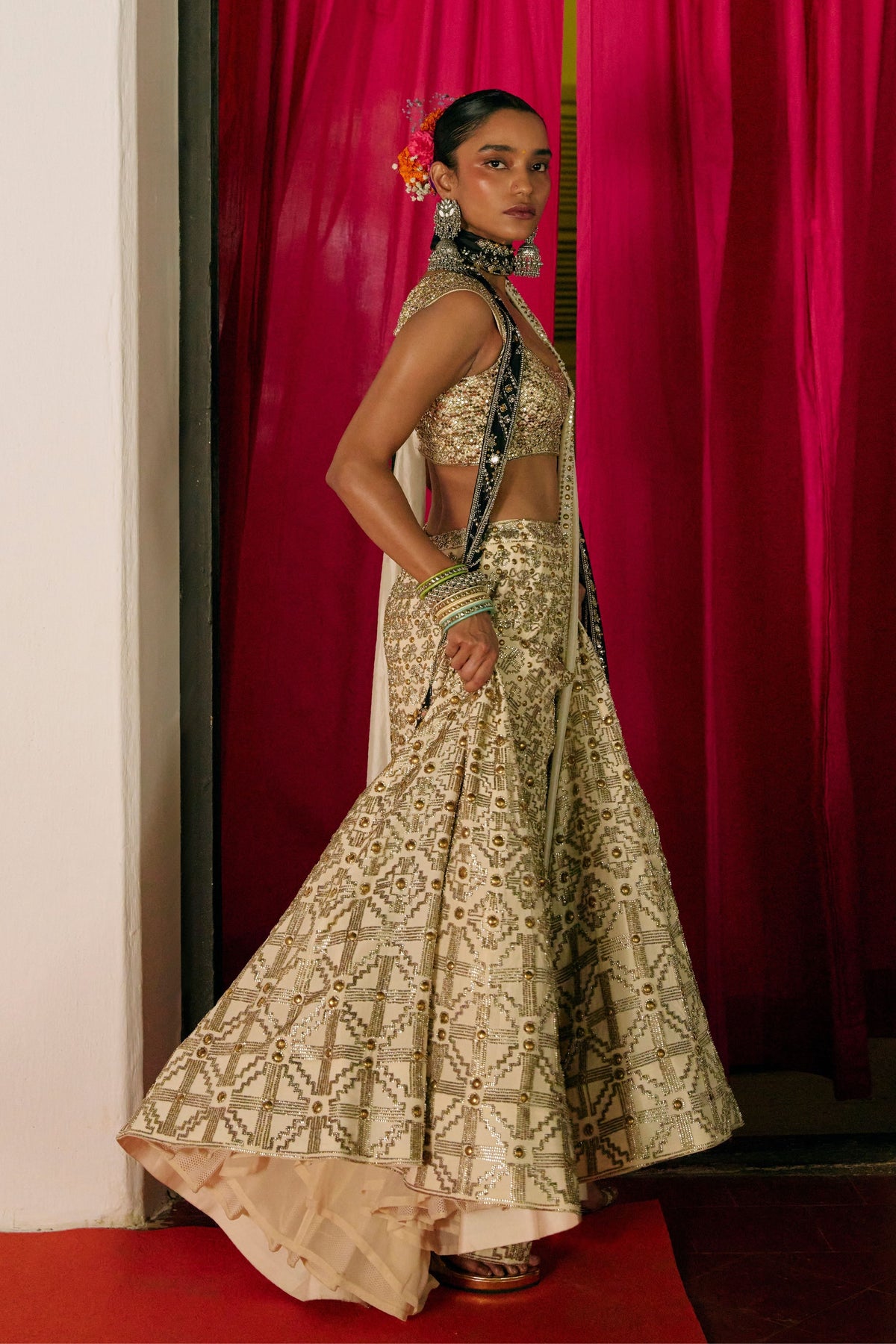 Ivory Mukaish Lehenga Set