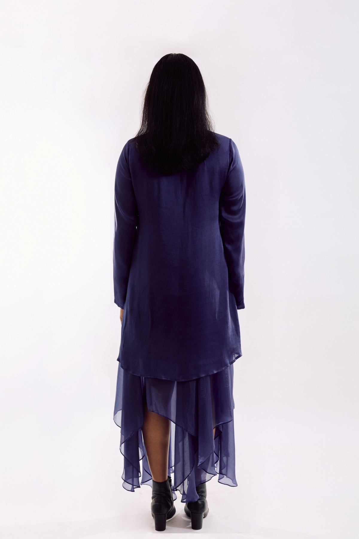 Indigo Organza Jacket  Dress Set