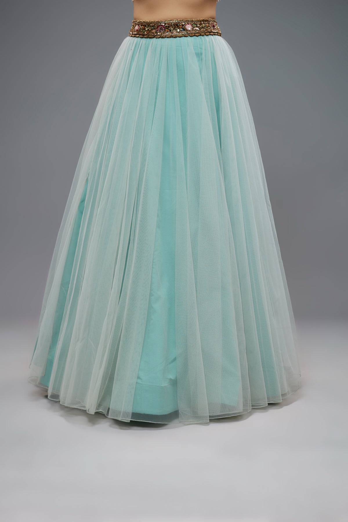 Sky Blue Cape Lehenga Set