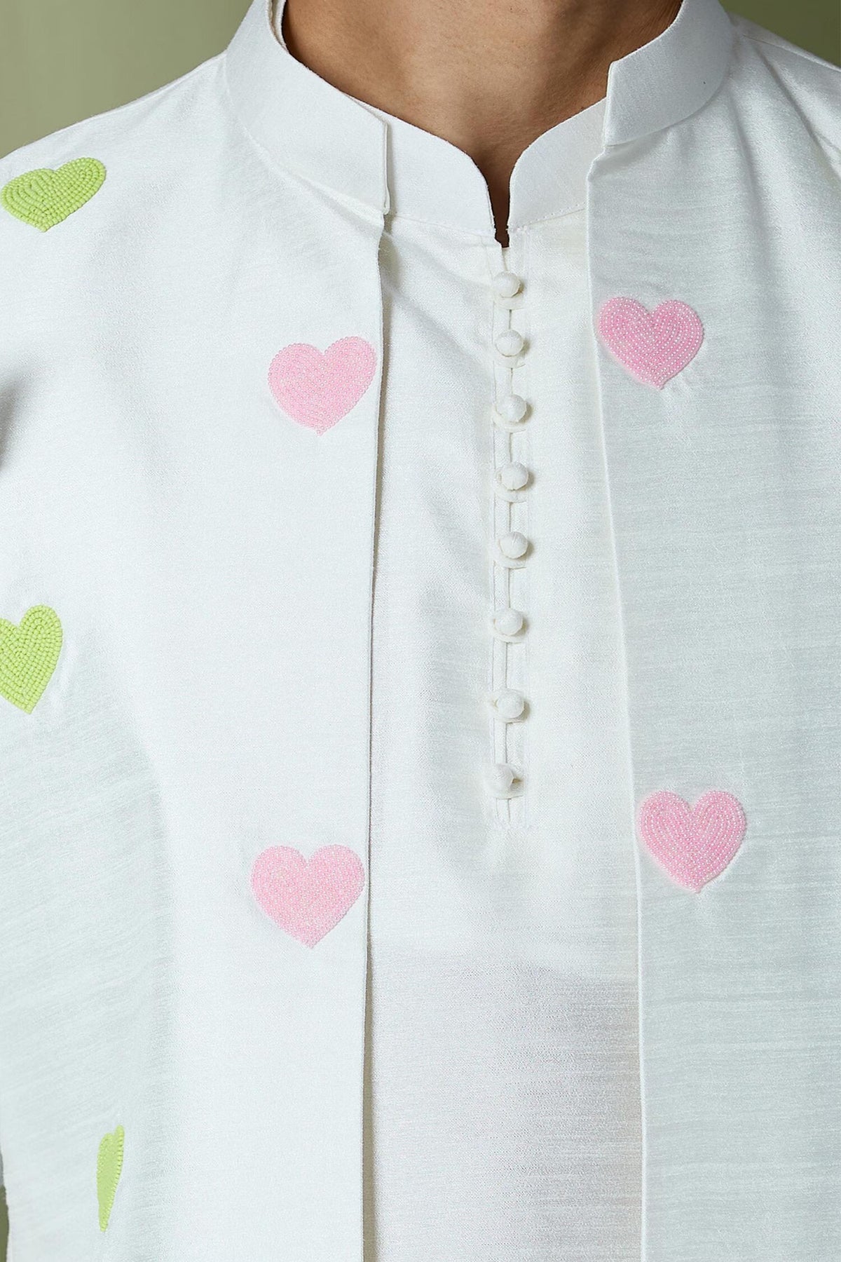 Off White Embroidered Nehru Jacket Set
