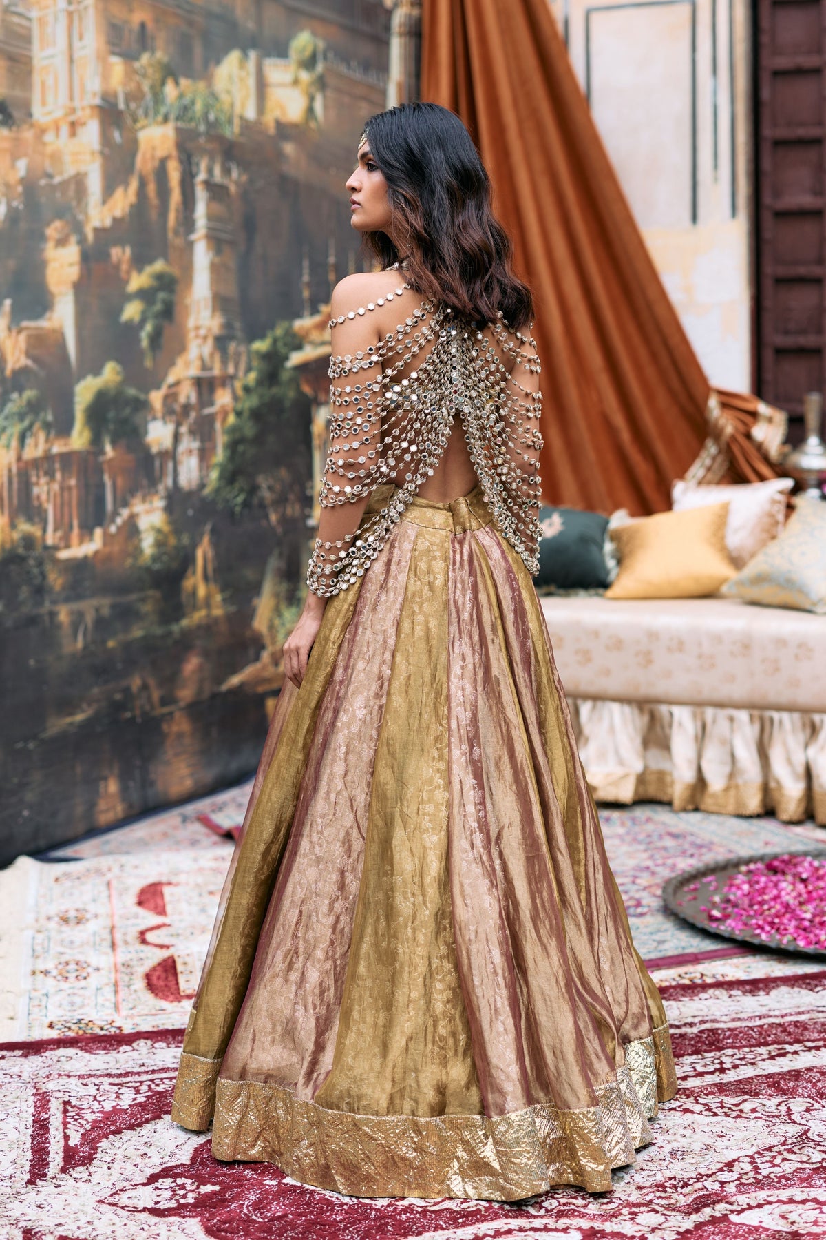 Gold Pravarnika Lehenga Set