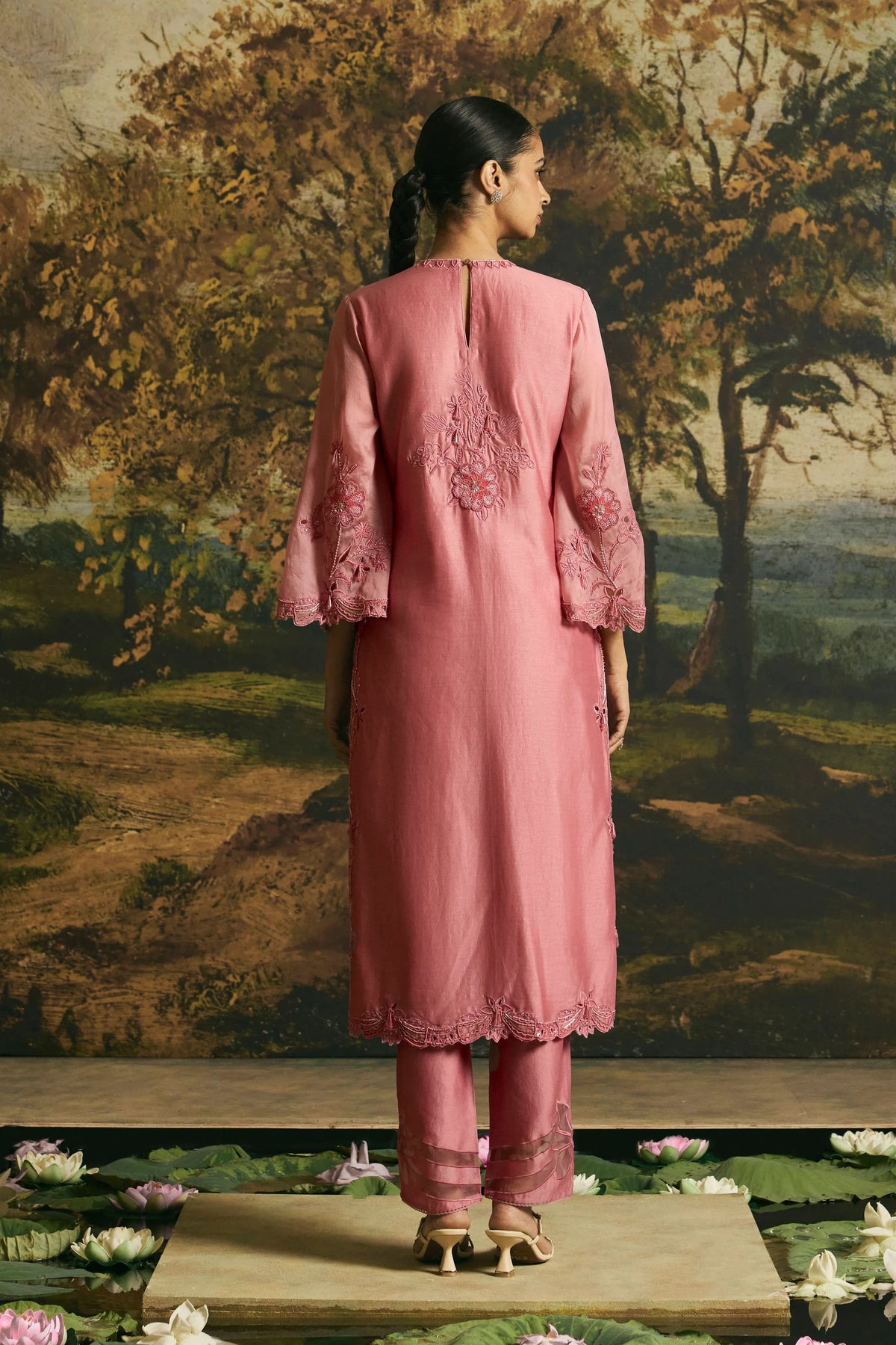 Pink Chanderi Kurta Set