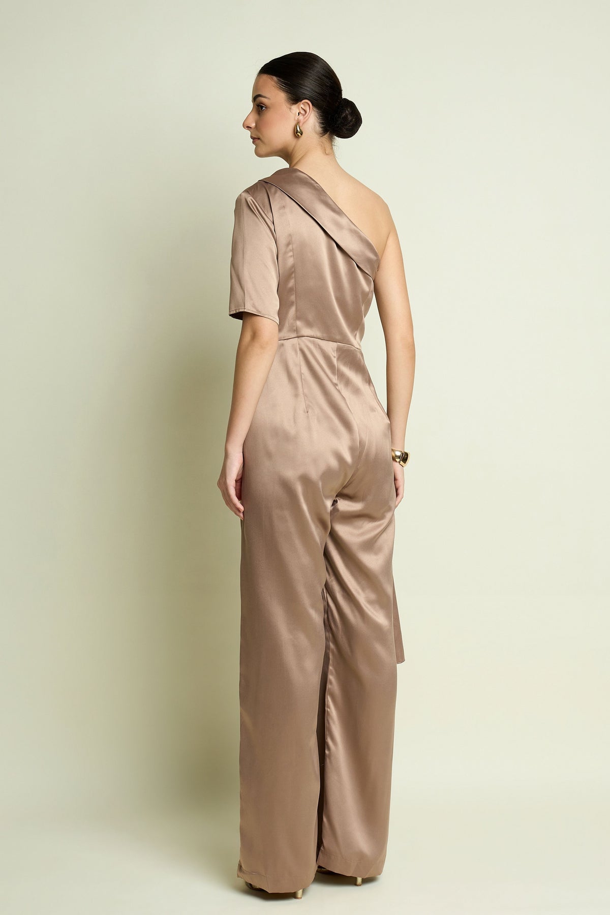 Champagne One Shoulder Jumpsuit