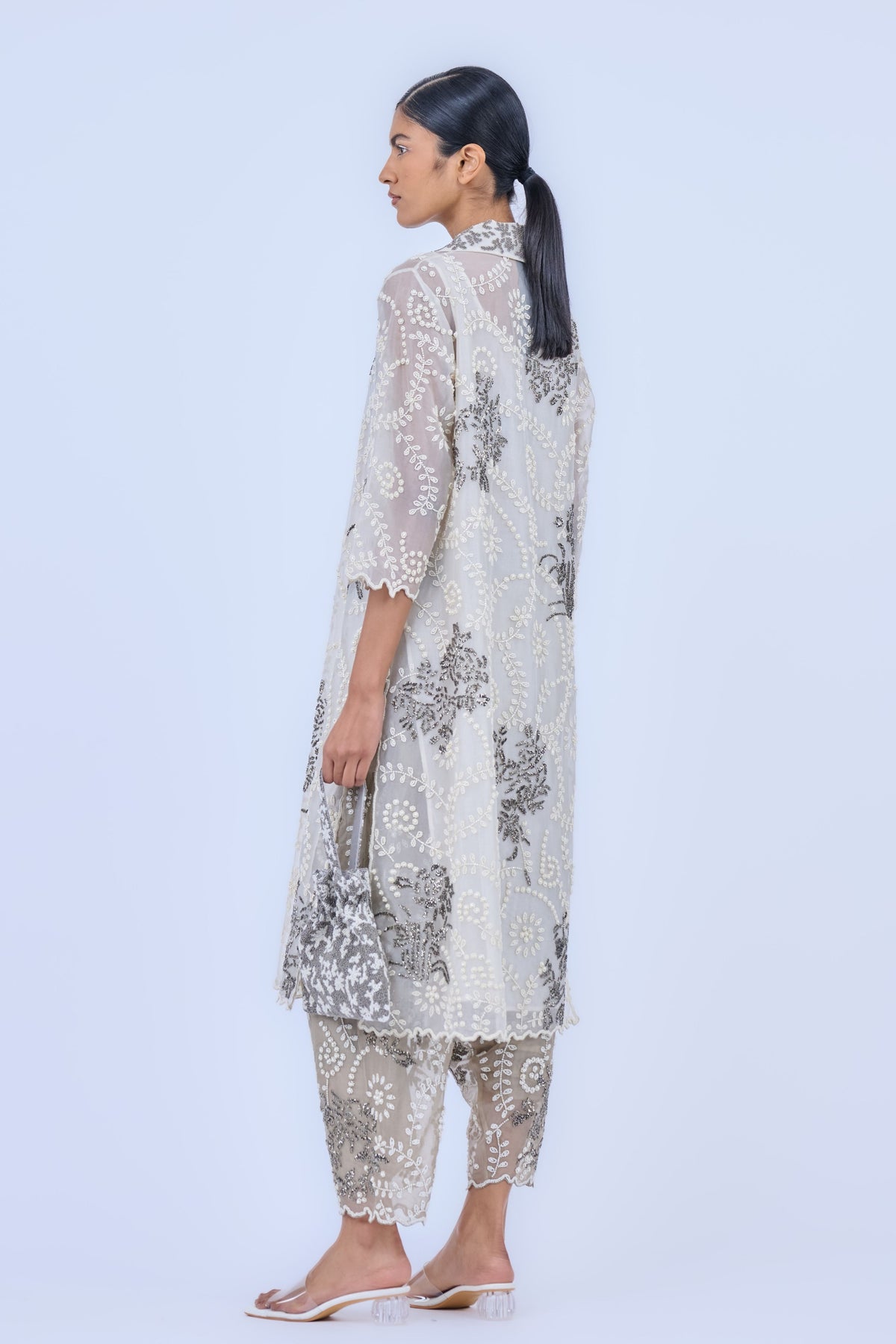 Beadwork Silk Organza Kurta