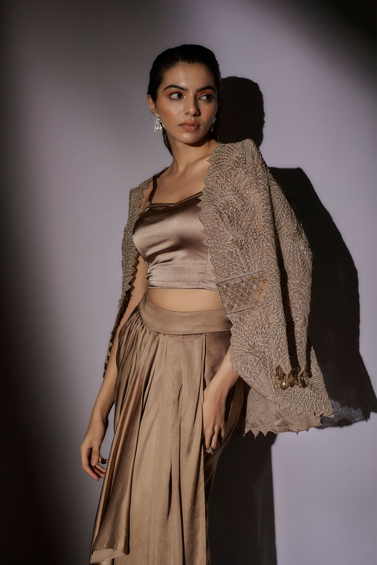 Embroided Jacket Cape Set