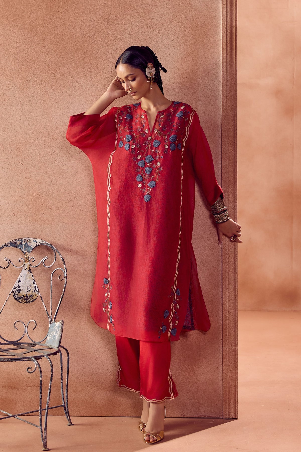 Maroon Kaftan Set