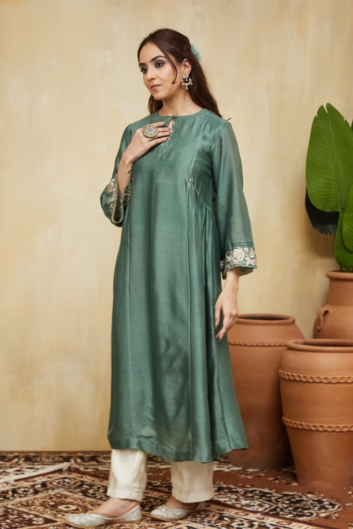 Green Floral Nadia Kurta Set