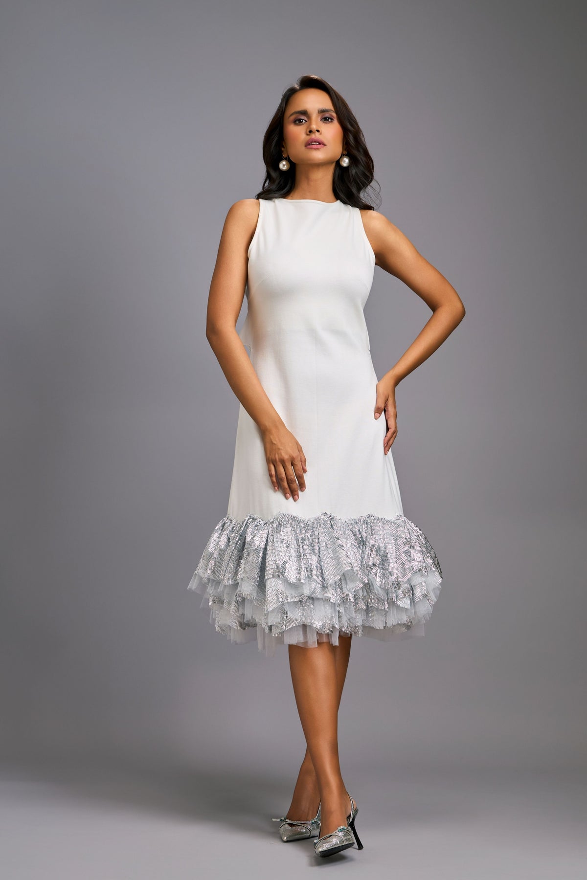 Cut-Out Silver Dress