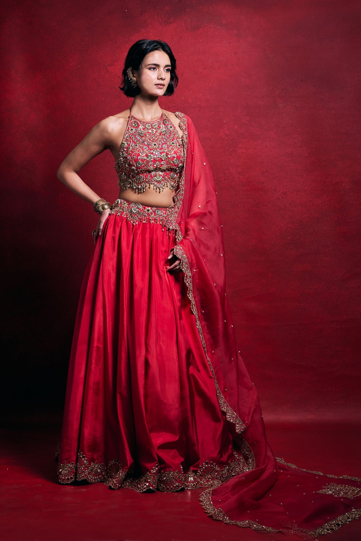 Fuchsia Pink Silk Lehenga Set