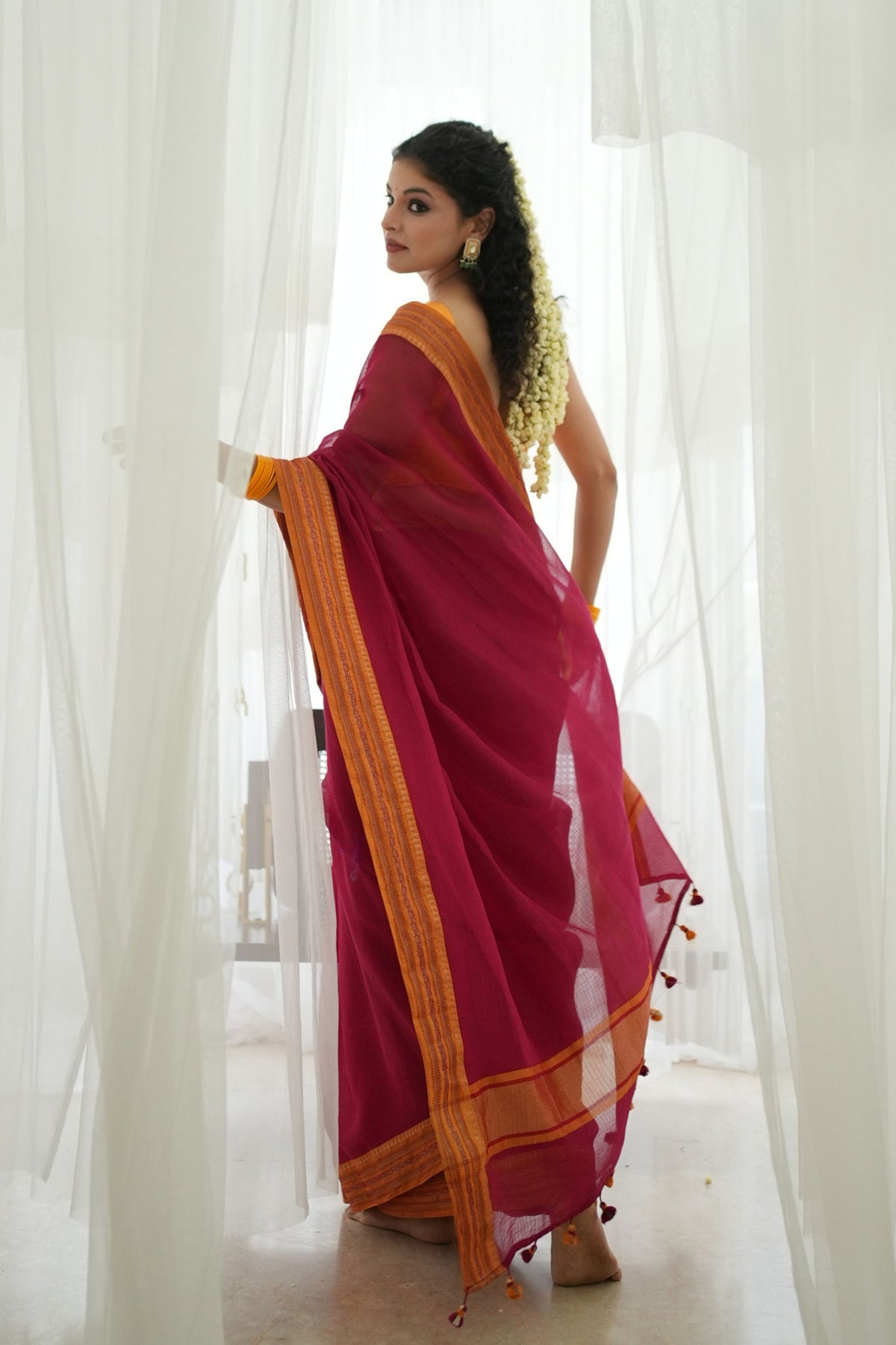 Pratima Timeless Border Magenta Saree