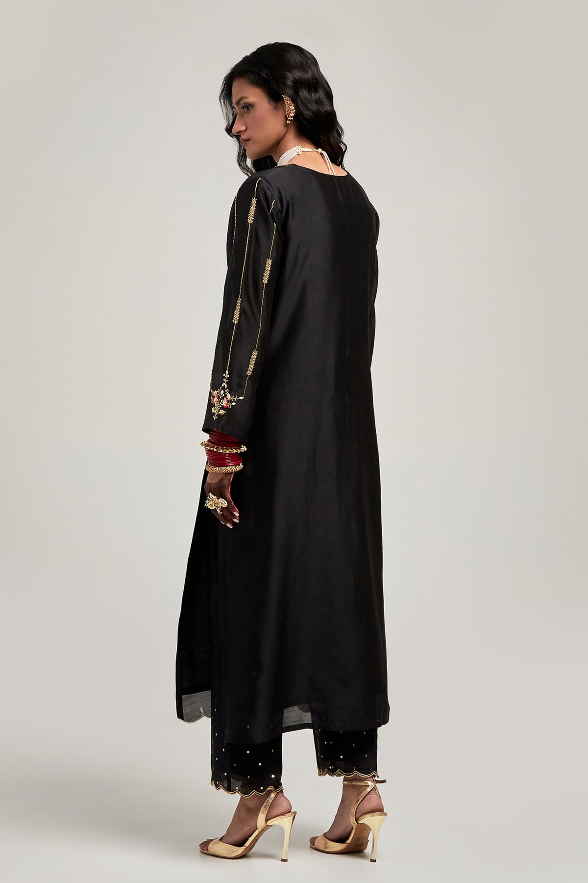 Embroidered Black Kurta Set