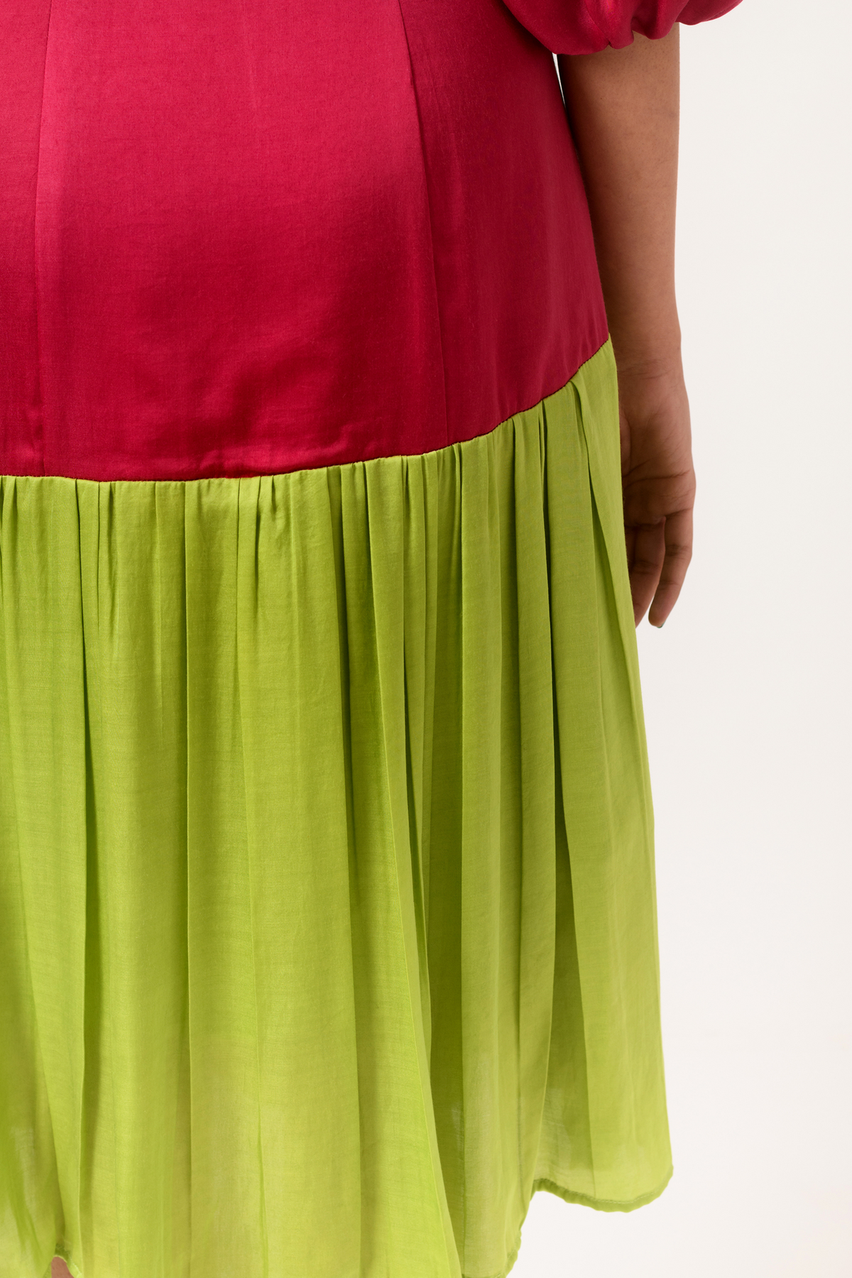 Wine green gather dress