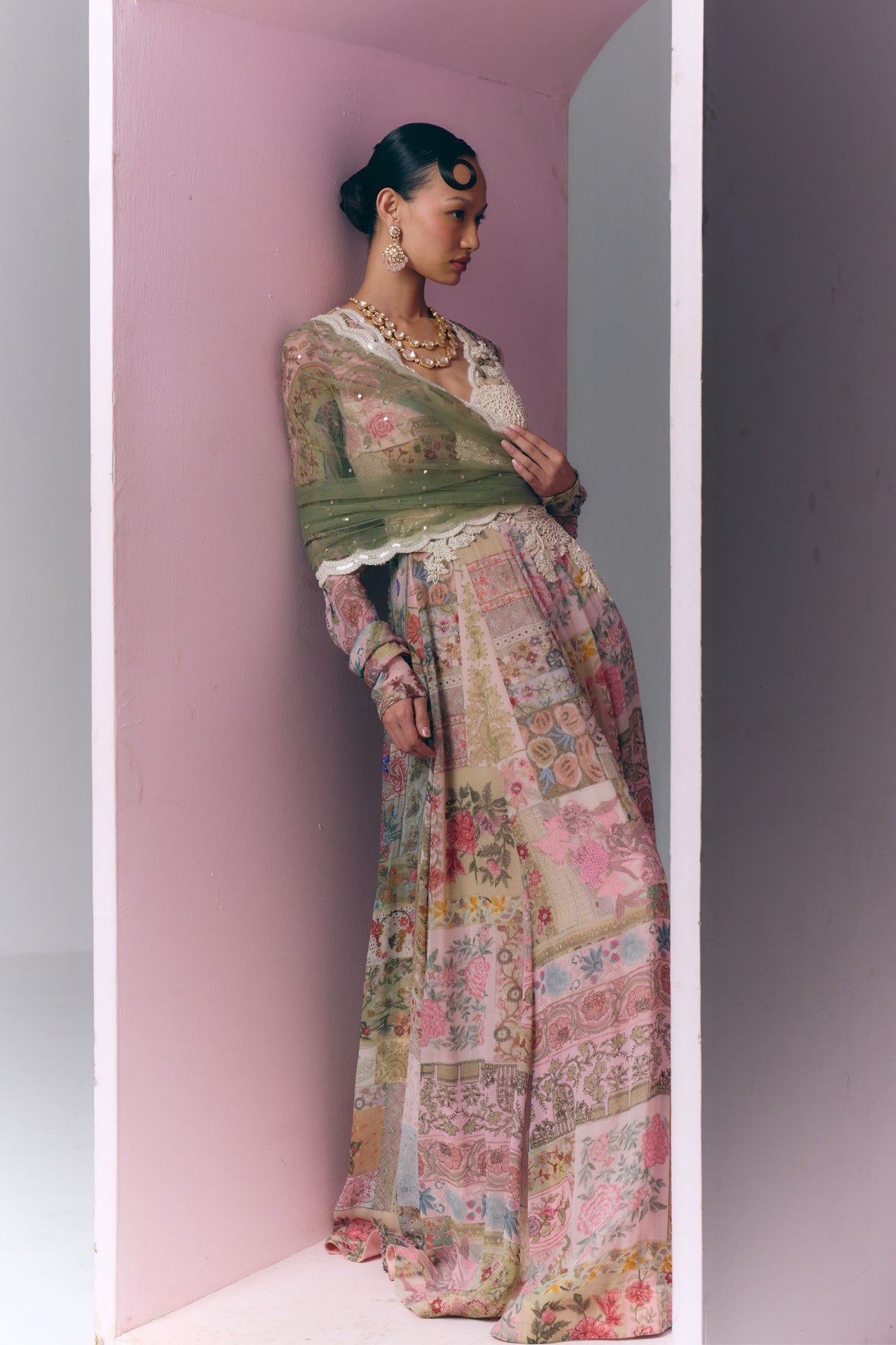 Patchwork Embroidered Anarkali Set