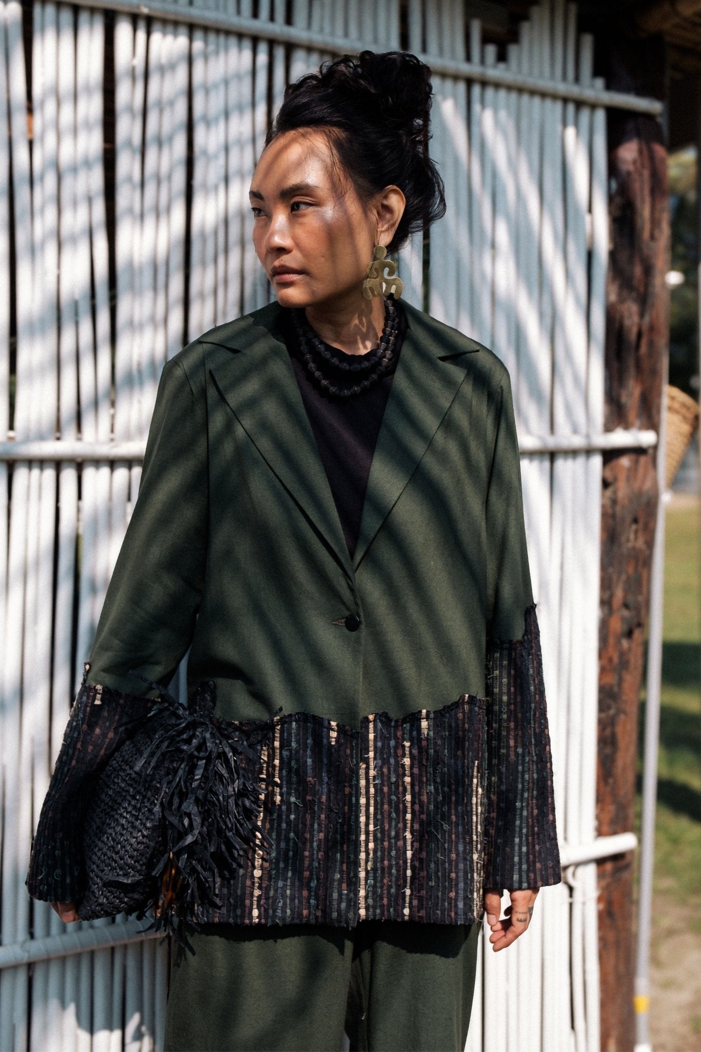 Handwoven Sailor Green Flared Pants - The Terra Tribe - Elahe