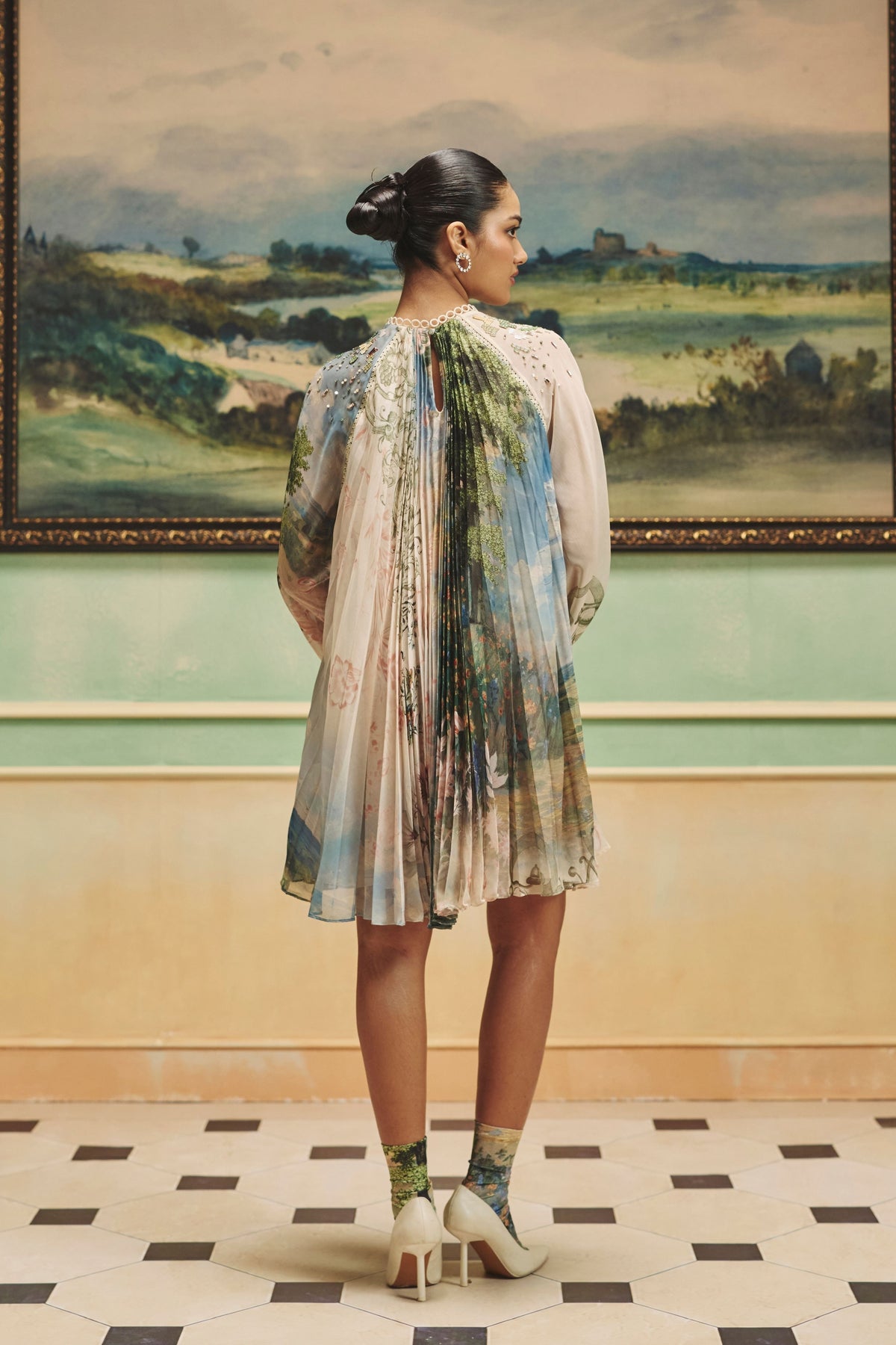 Vienna Aquarelle Pleated Dress