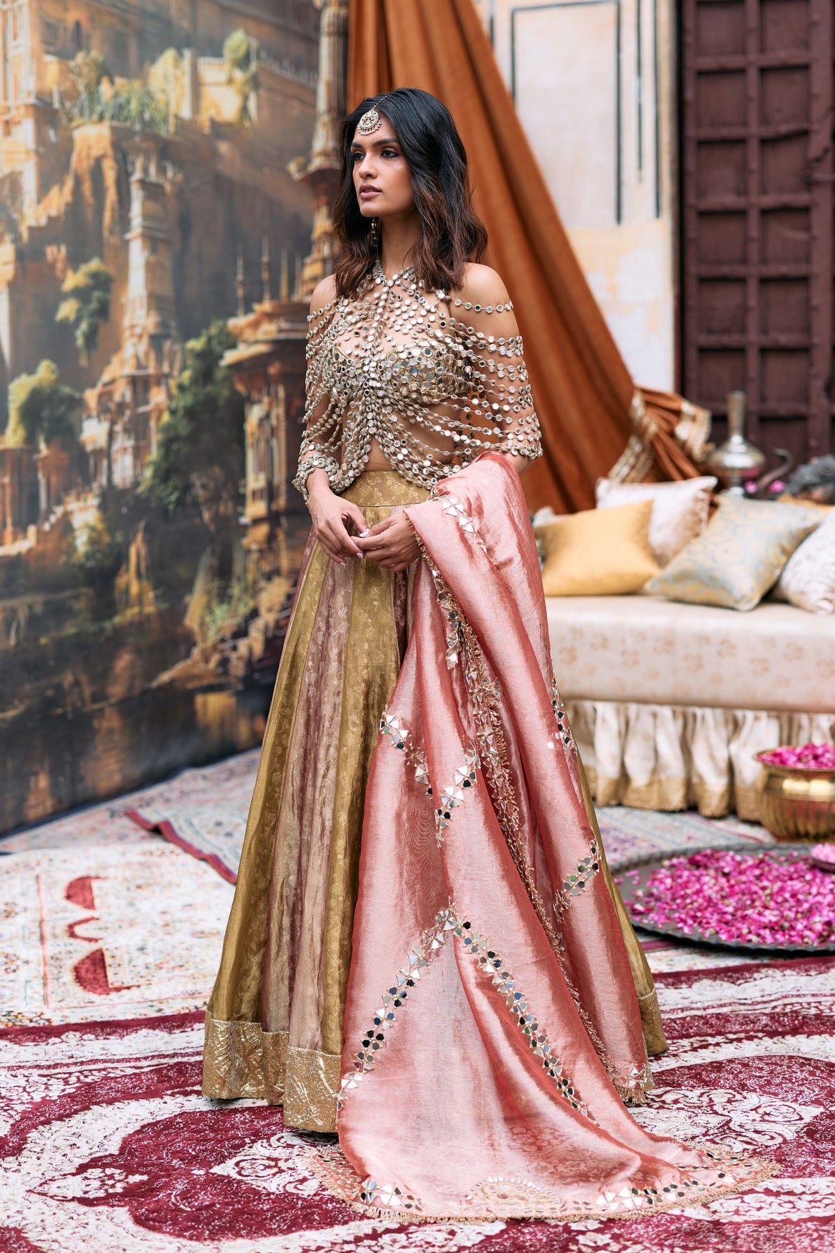 Gold Pravarnika Lehenga Set